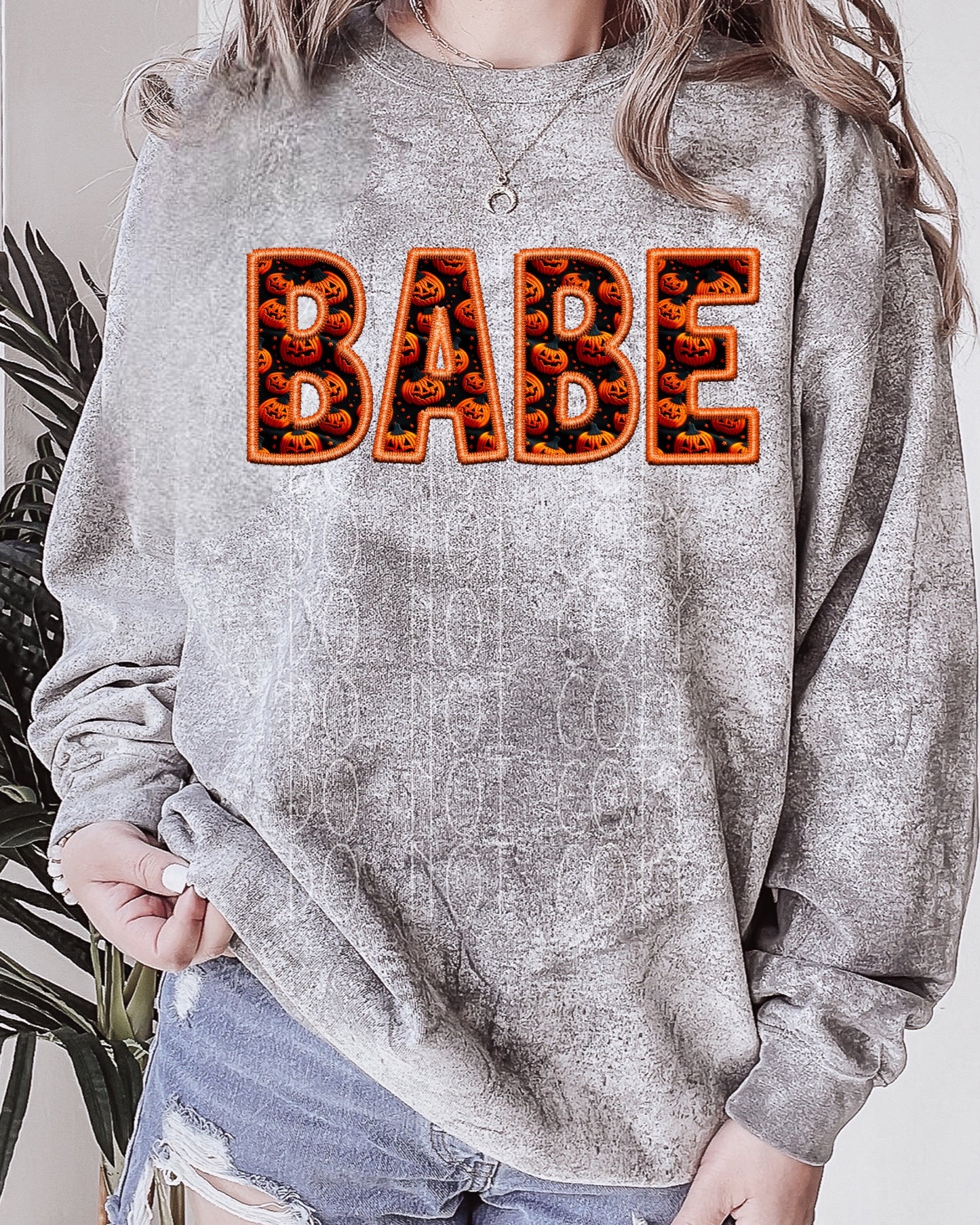 Embroidered BABE pumpkins Direct to Film Transfer