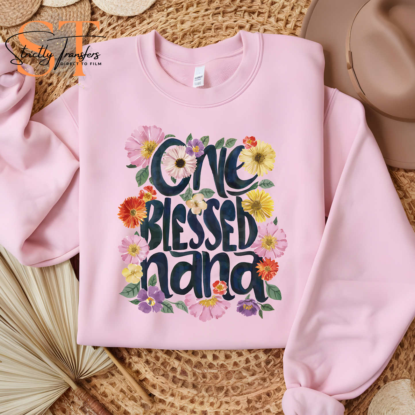 One Blessed Nana Floral Direct to Film Transfers