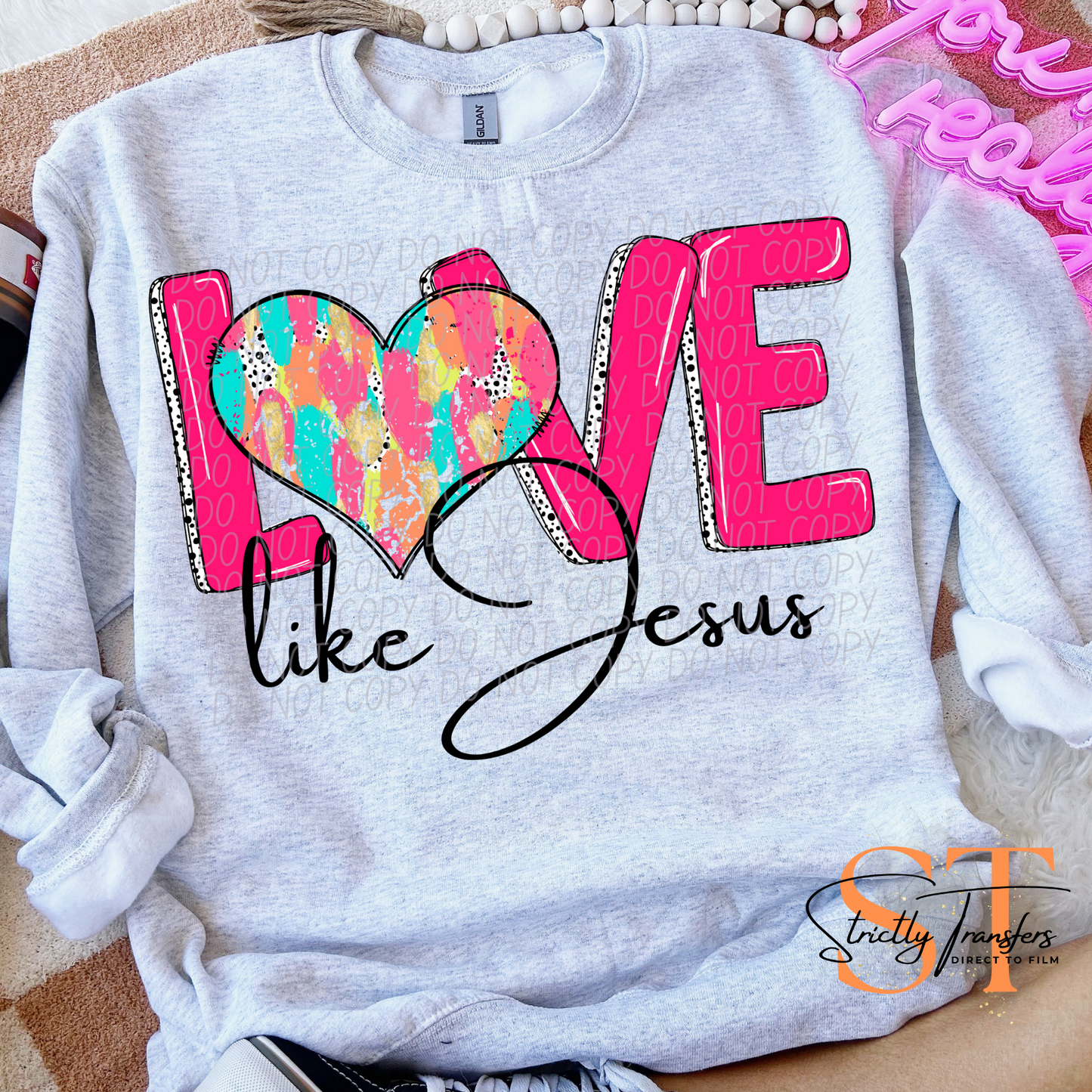 Love Like Jesus Paint Heart Direct to Film Transfers