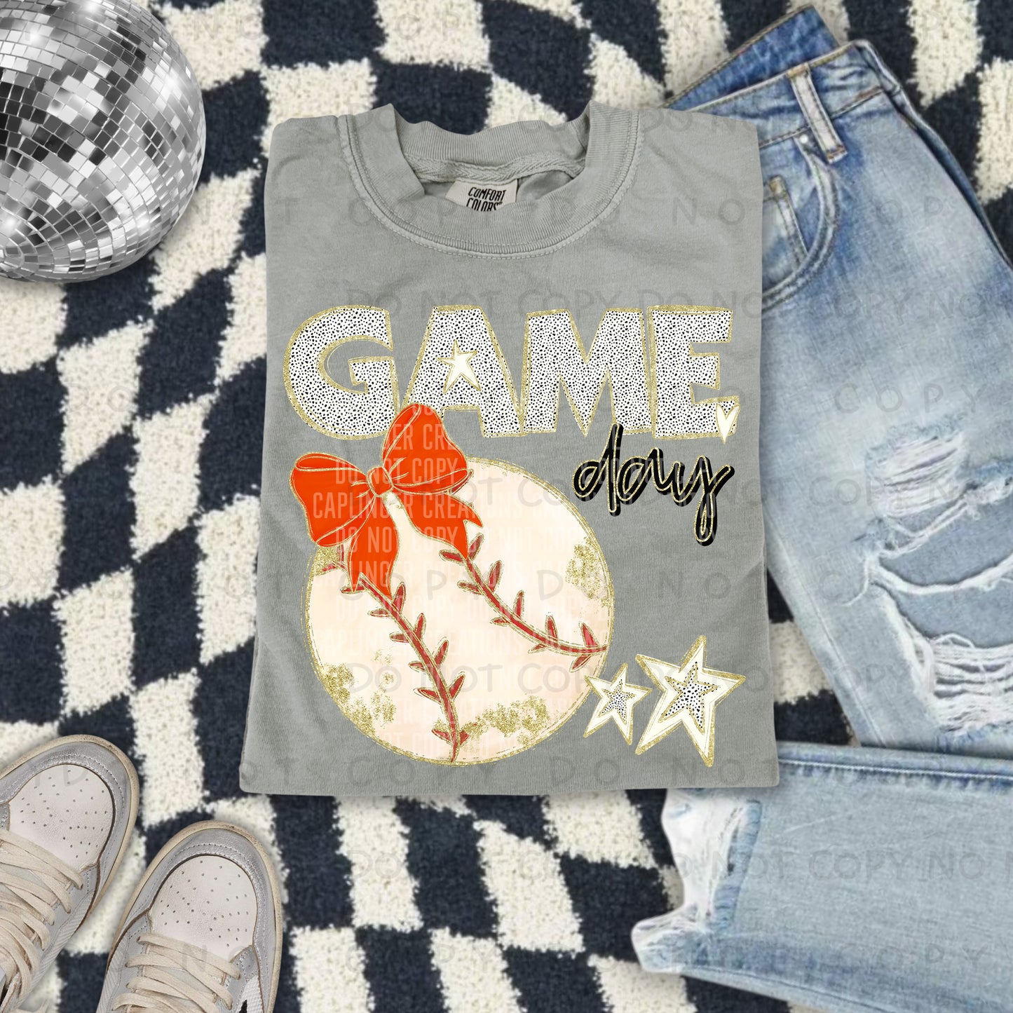 Game Day Baseball- multiple color options Direct to Film Transfers