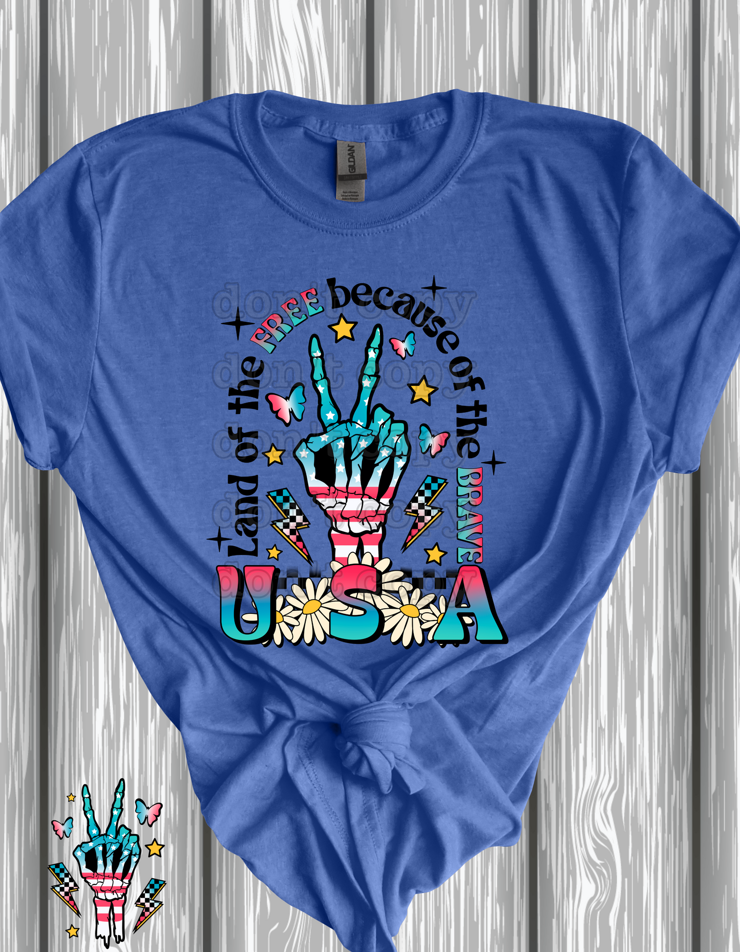 Land of the Free Because of the Brave U.S.A w/ Pocket Direct to Film Transfer