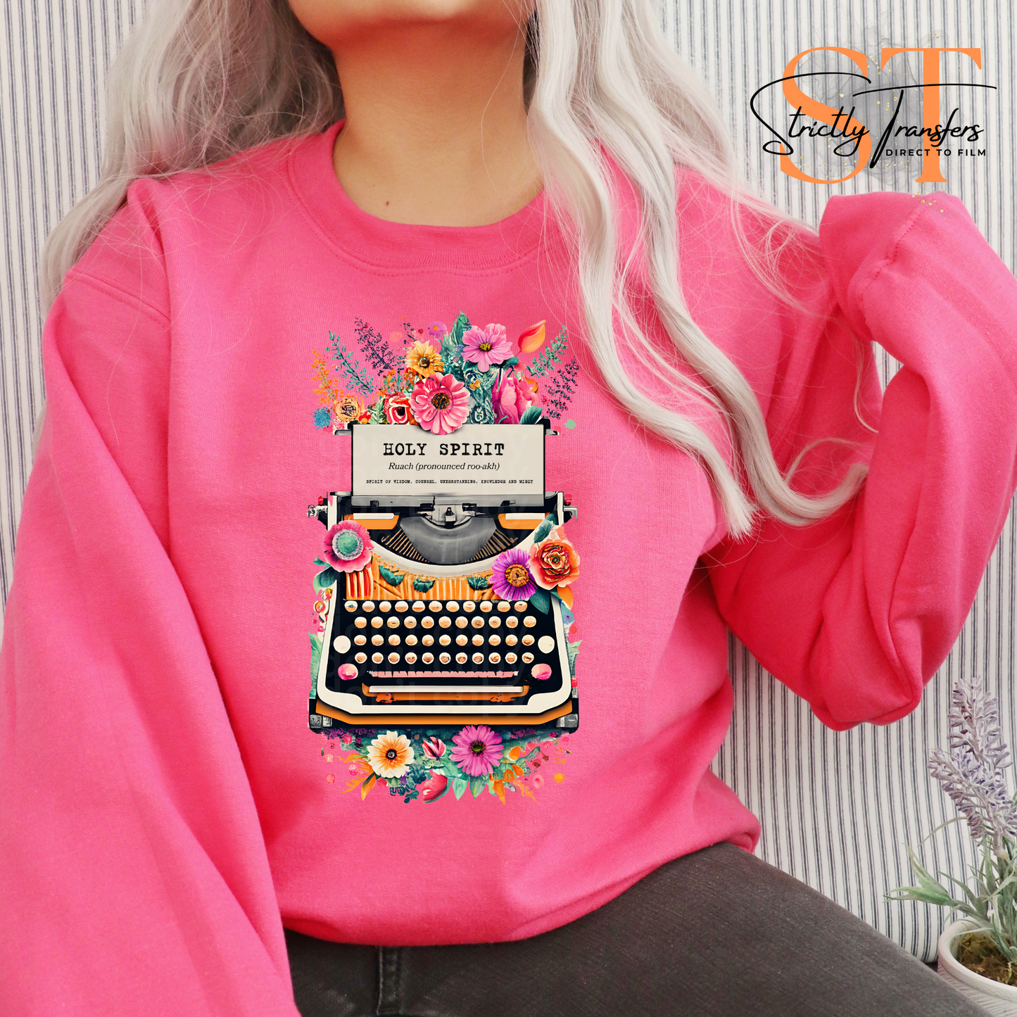 Holy Spirit Typewriter Direct to Film Transfers