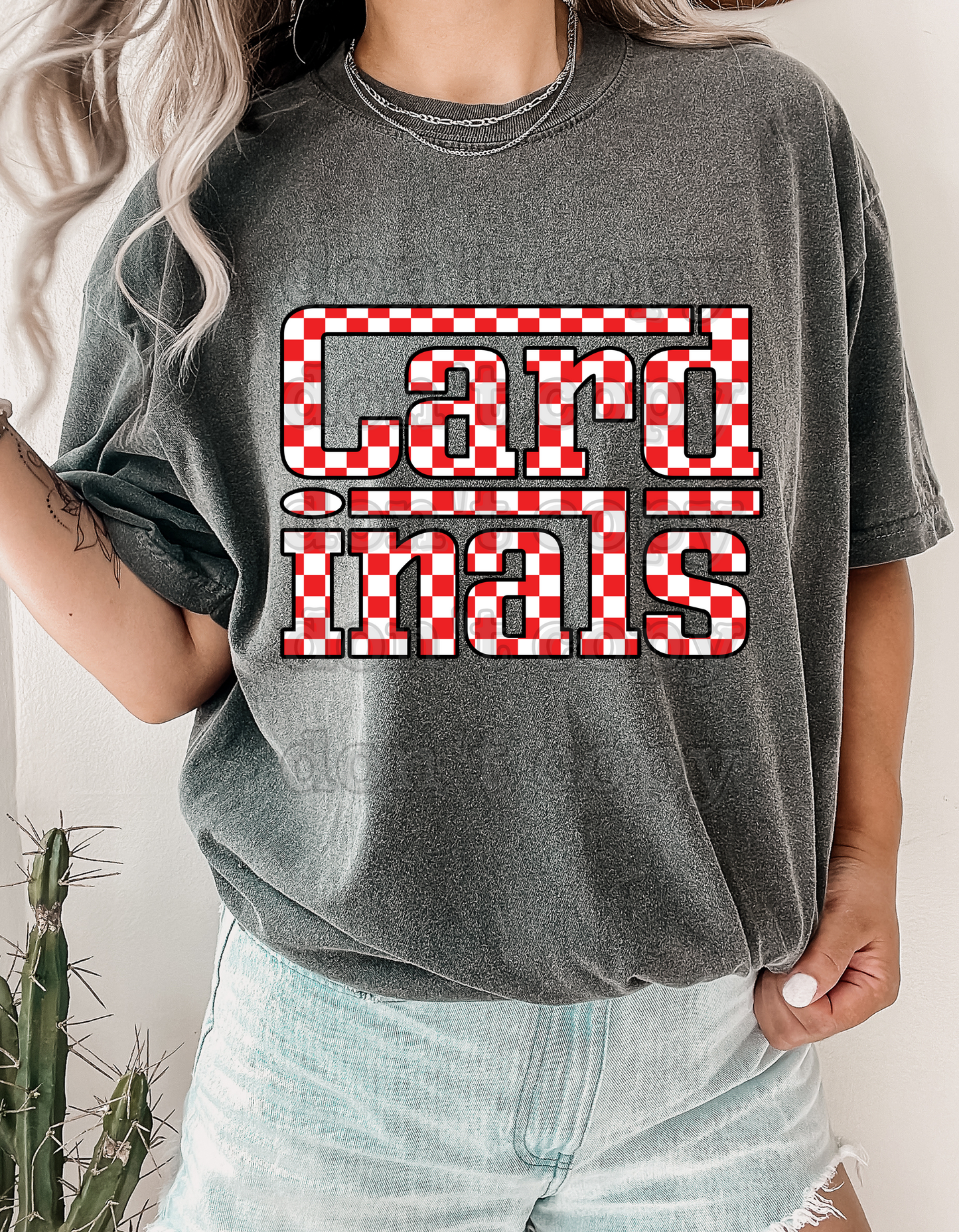 Cardinals Racing Checkered Mascot Direct to Film Transfer *Custom Color*