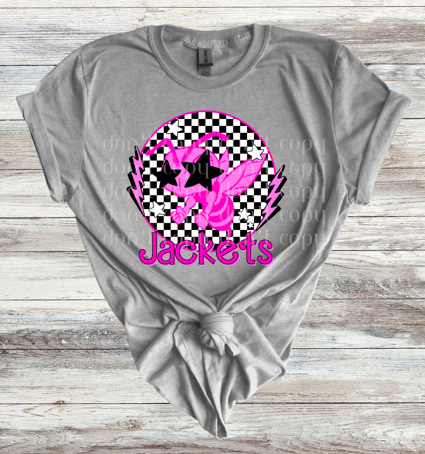 Jackets Mascot Round Pink Checker Direct to Film Transfer