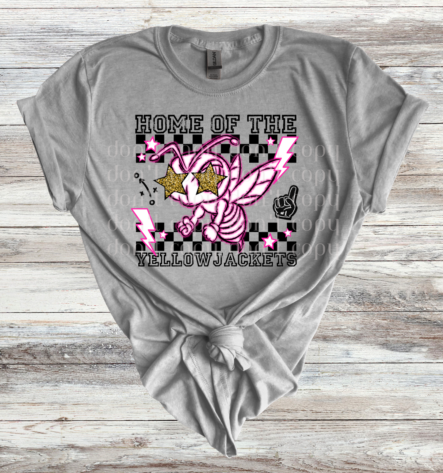 Home of the Yellow Jackets Checkered Direct to Film Transfer