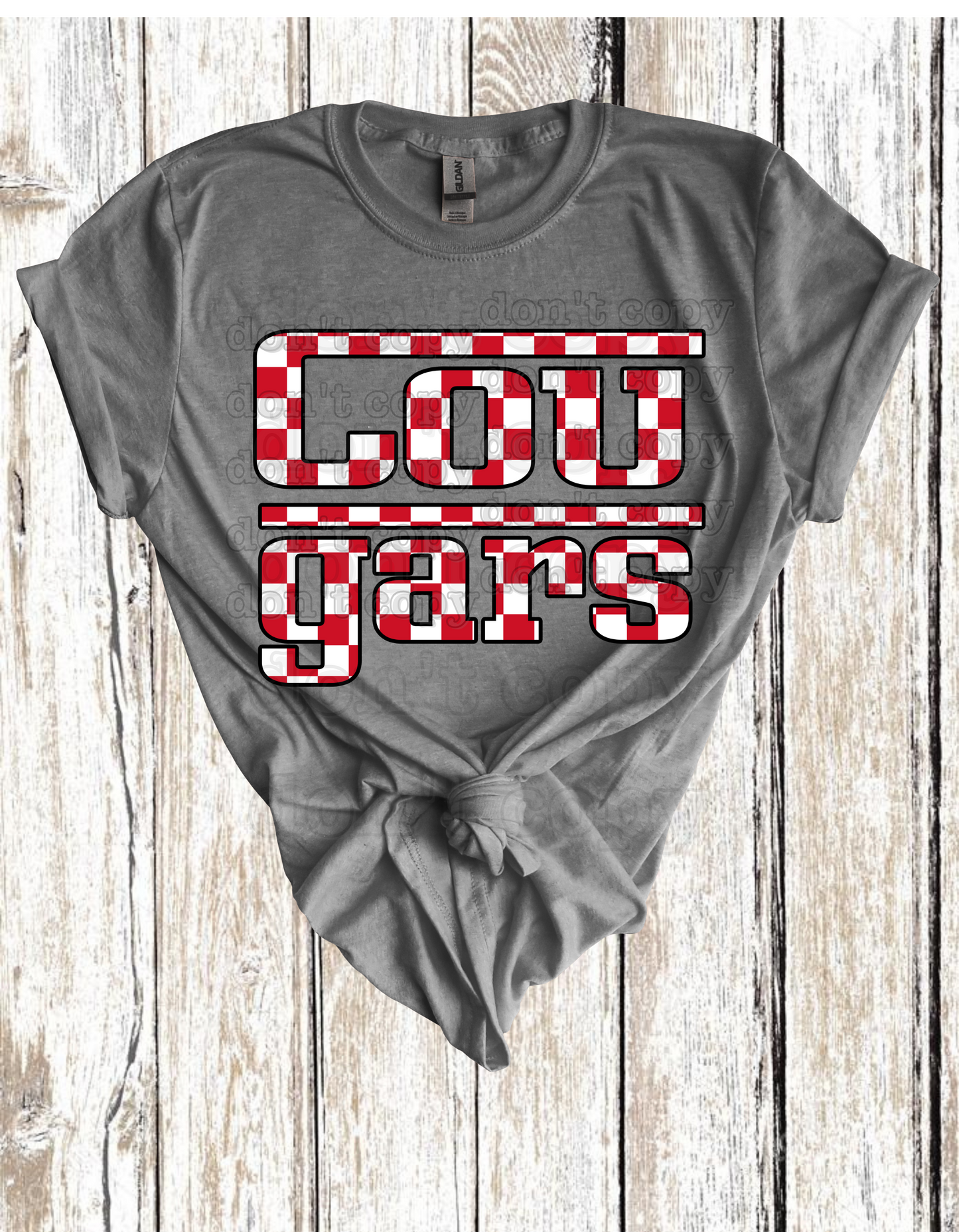 Cougars Racing Checkered Mascot Direct to Film Transfer *Custom Color*