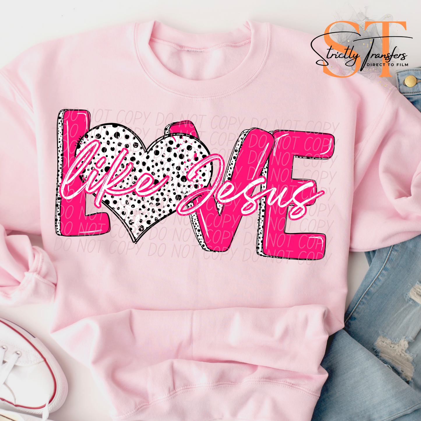 Love Like Jesus Dots Heart Direct to Film Transfers