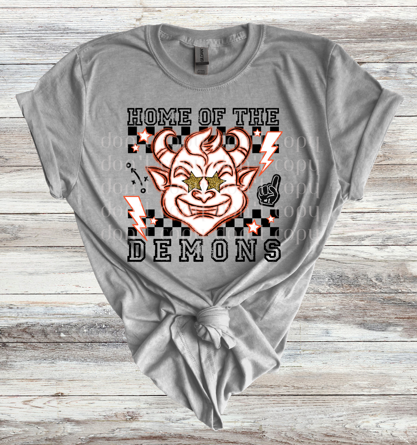 Home of the Demons Orange Checkered Direct to Film Transfer