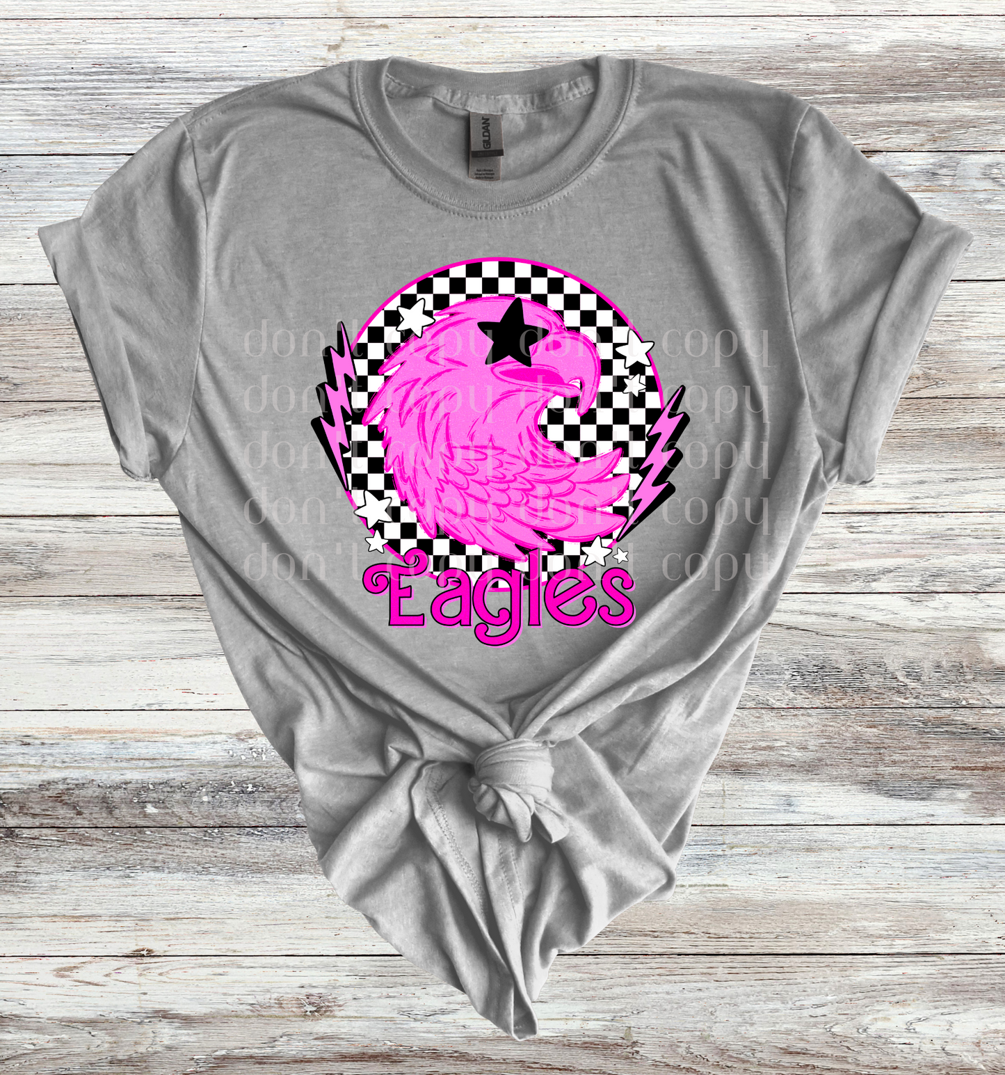 Eagles Mascot Round Pink Checker Direct to Film Transfer