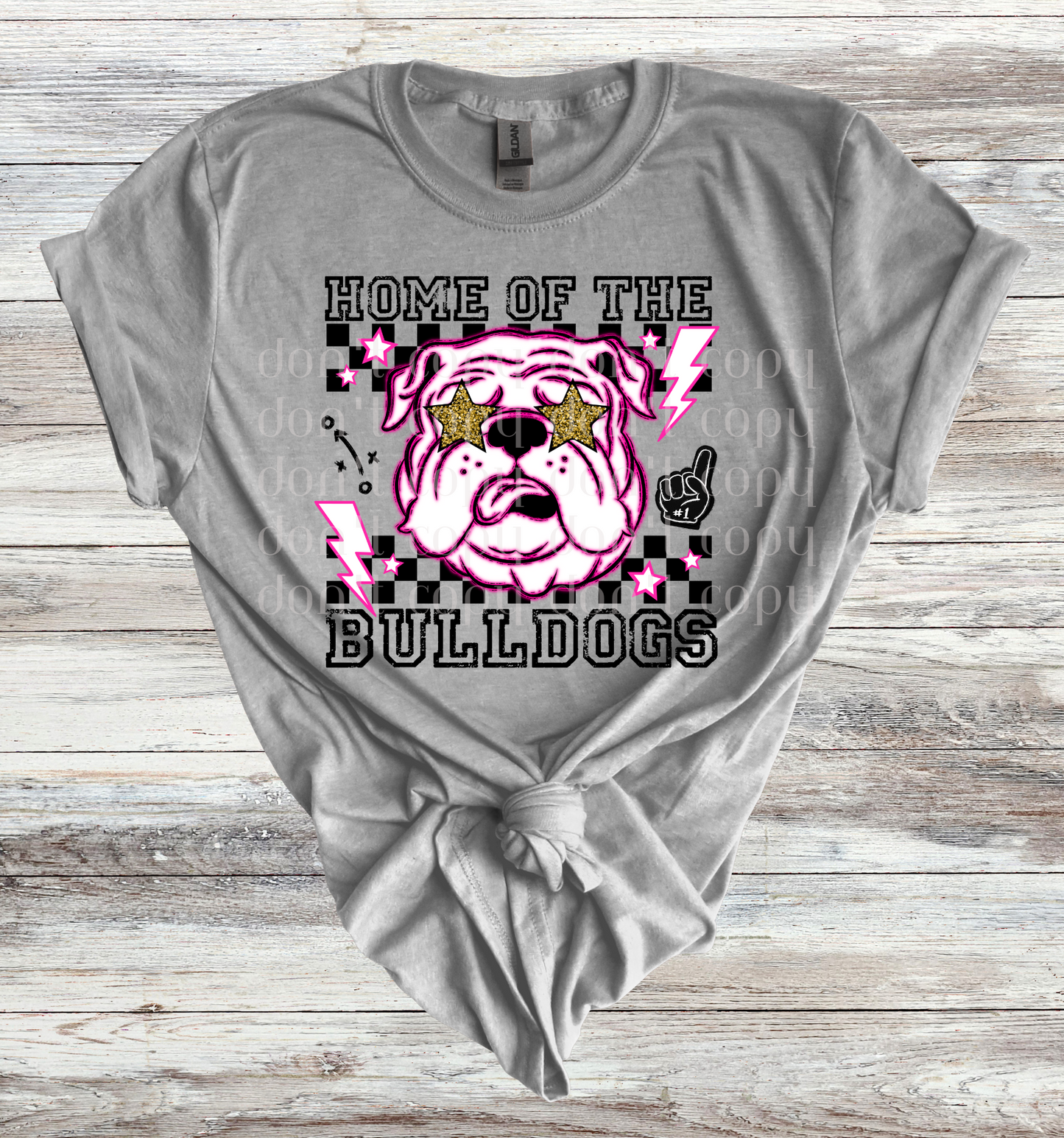 Home of the Bulldogs Checkered Direct to Film Transfer