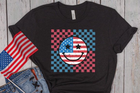 Square 4th of July Retro Smiles Direct to Film Transfer