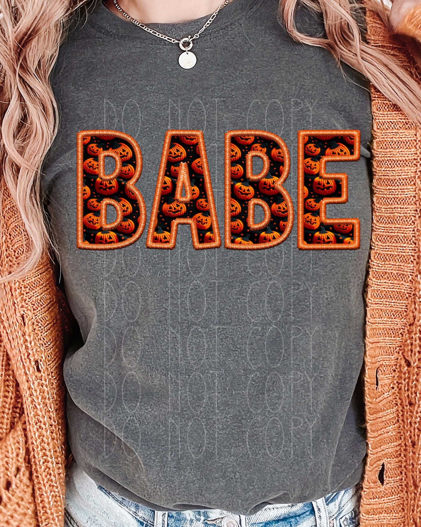 Embroidered BABE pumpkins Direct to Film Transfer