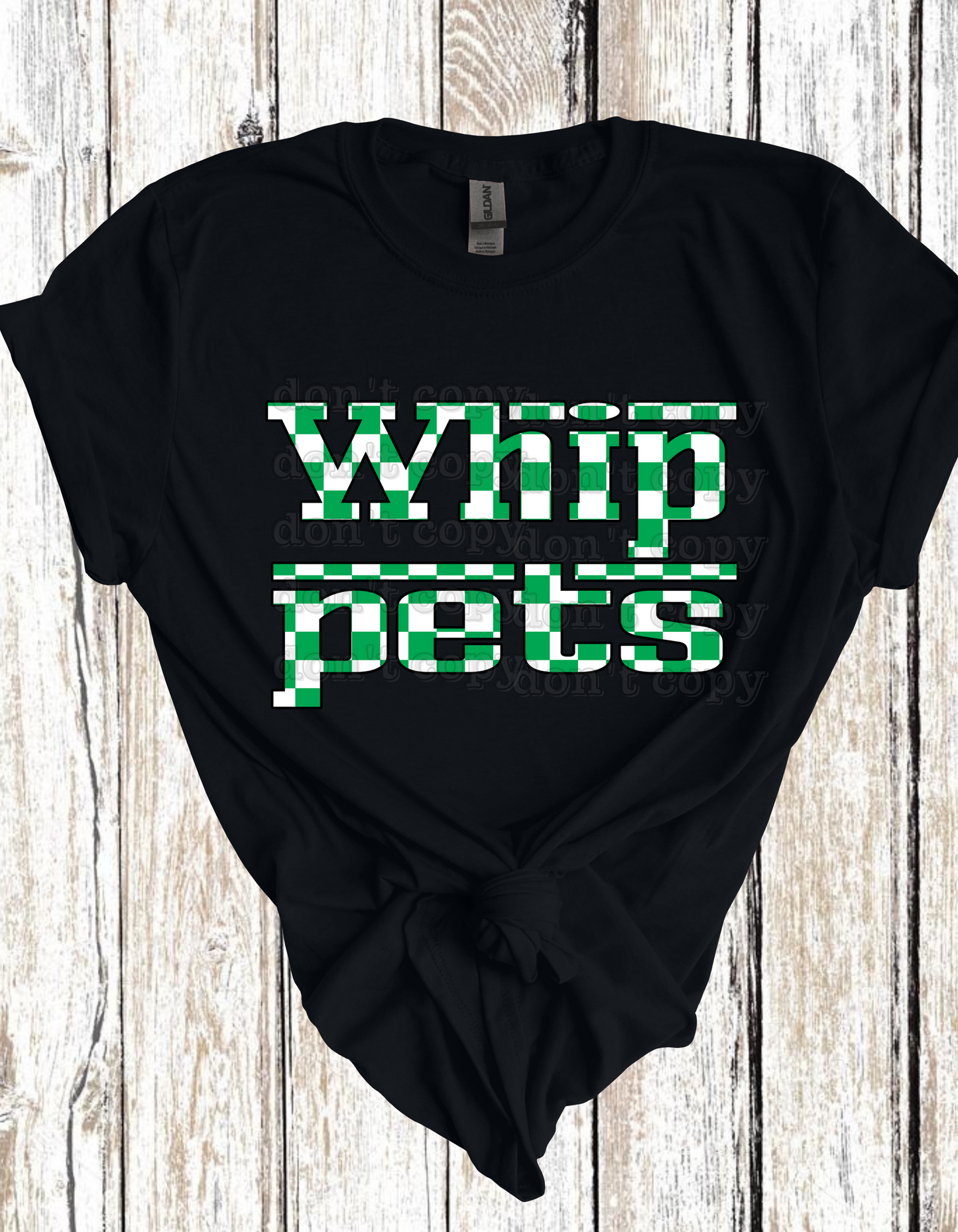 Whippets Racing Checkered Mascot Direct to Film Transfer *Custom Color*