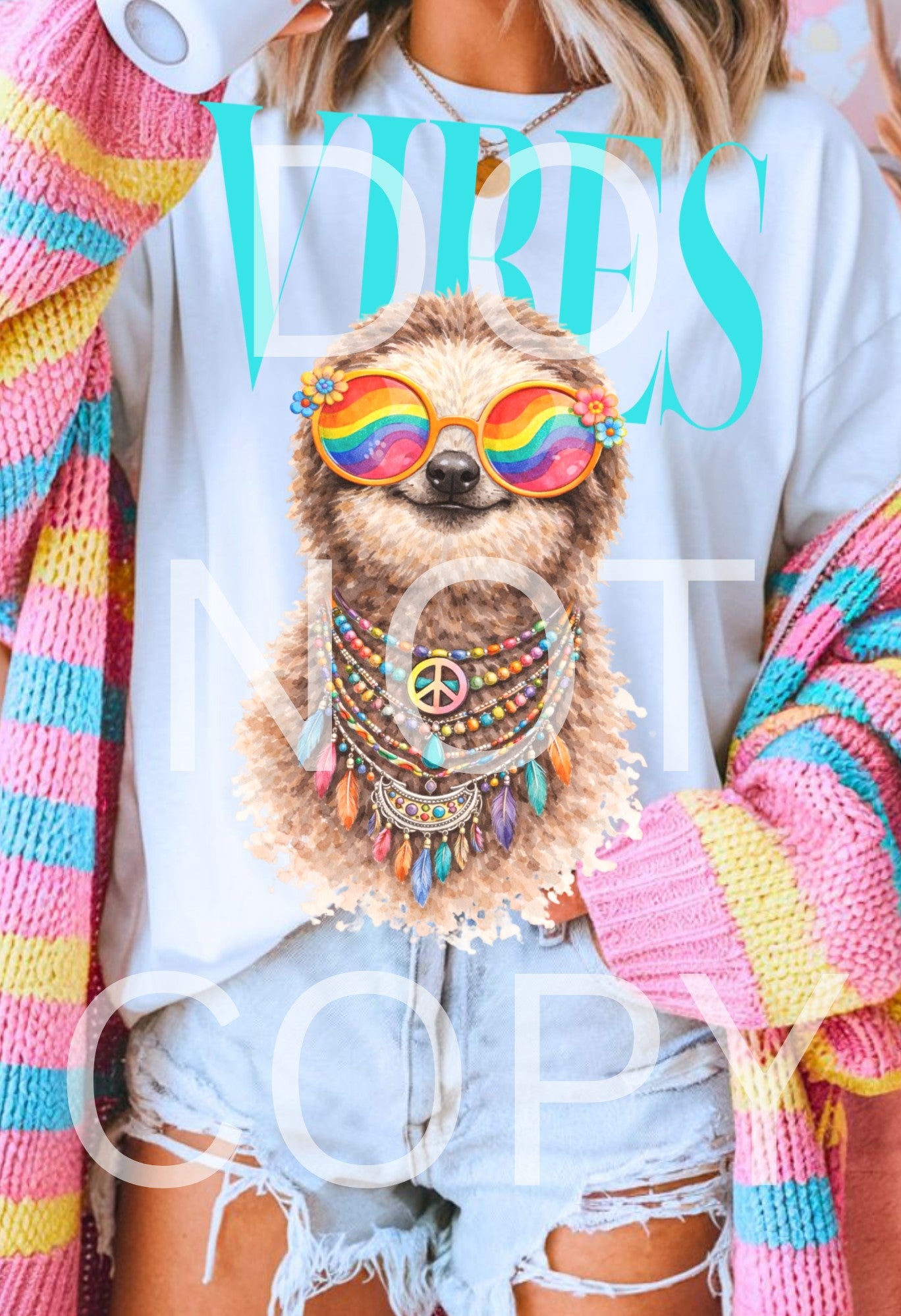Vibes Sloth Vogue Direct to Film Transfers