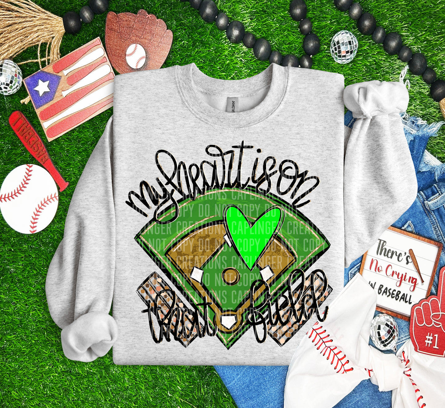 My Heart is on That Field - Multiple Color options Direct to Film Transfers