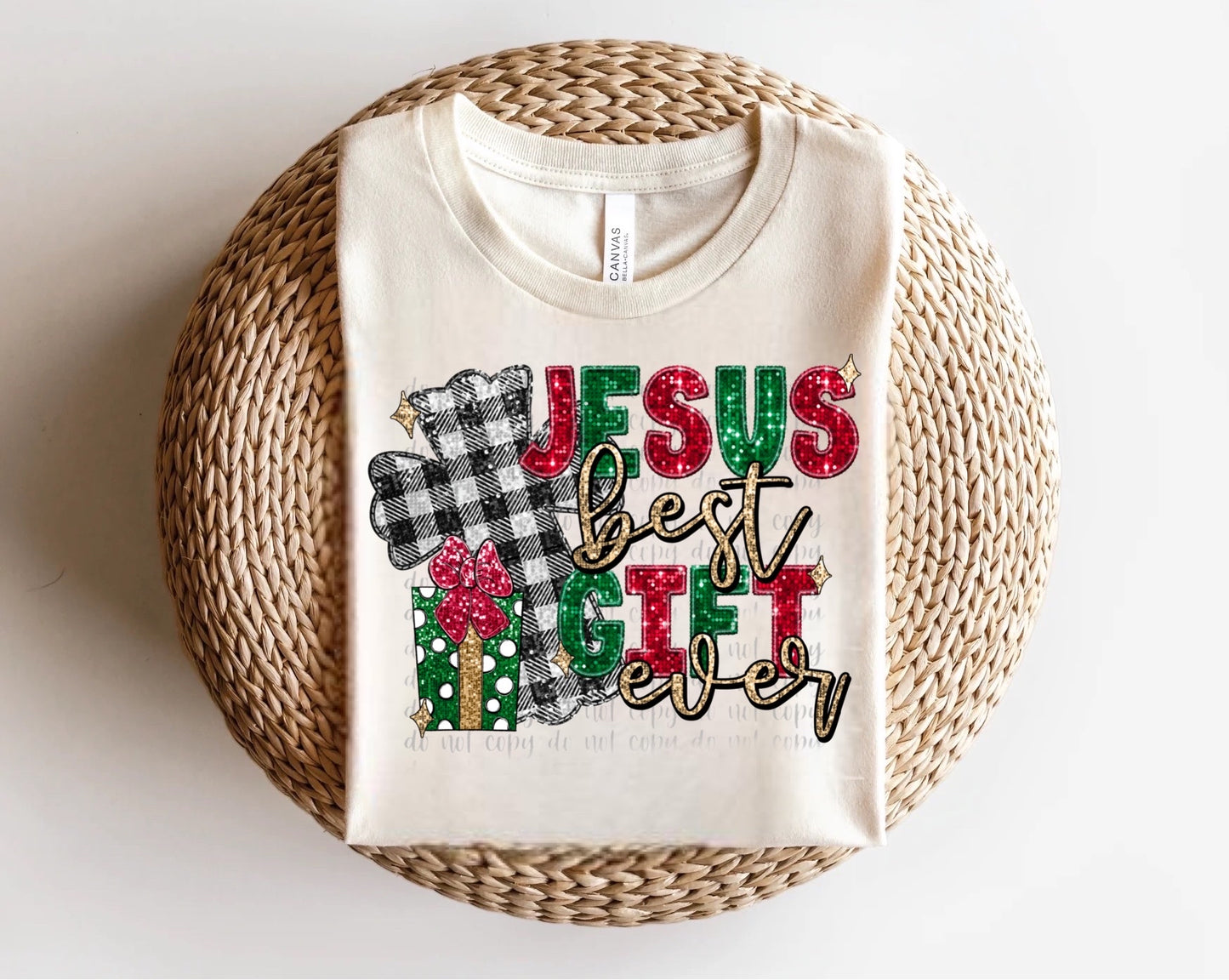 Jesus Best Gift Ever Glitter Direct to Film Transfer