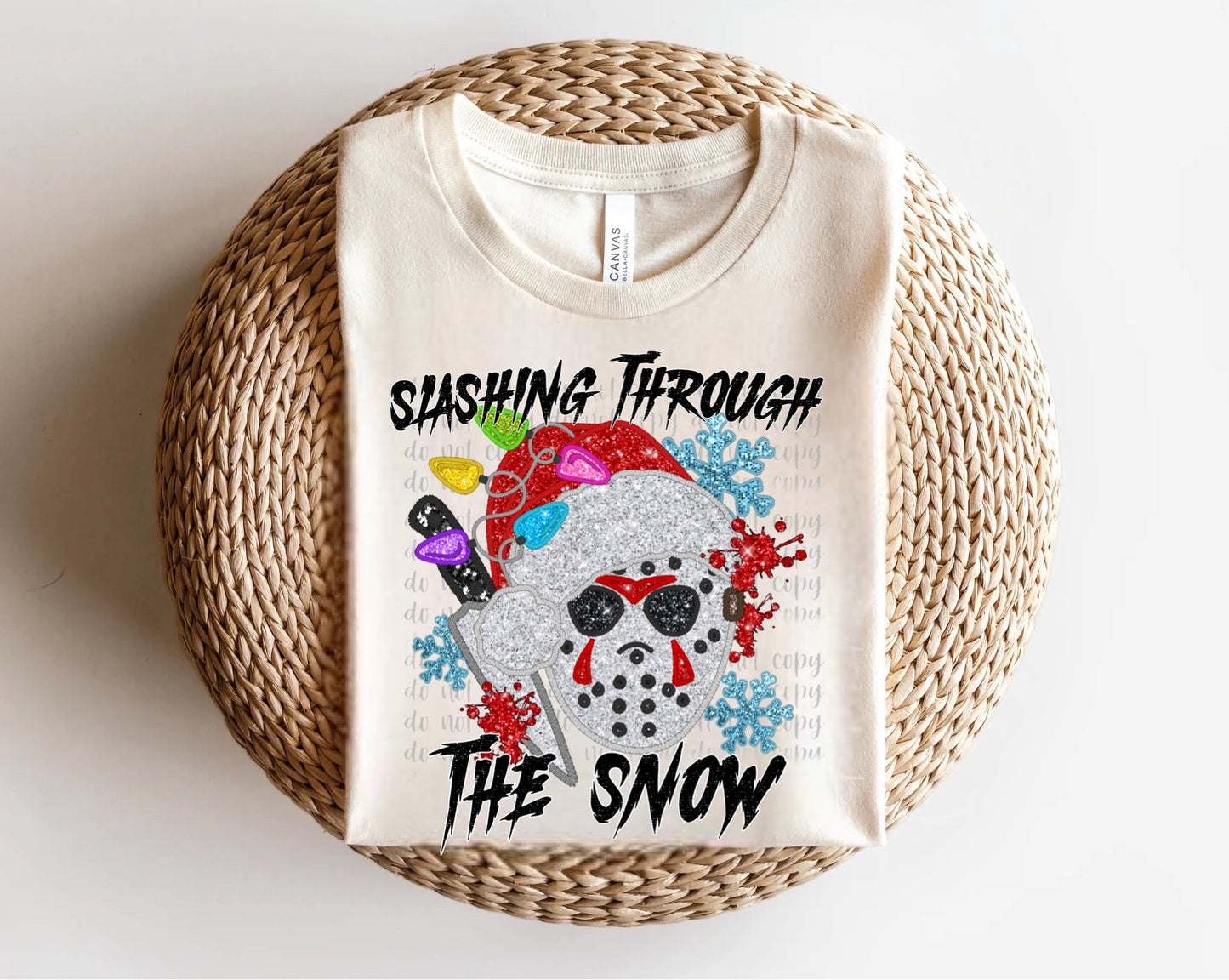 Slashing Through the Snow Faux Glitter Direct to Film Transfer