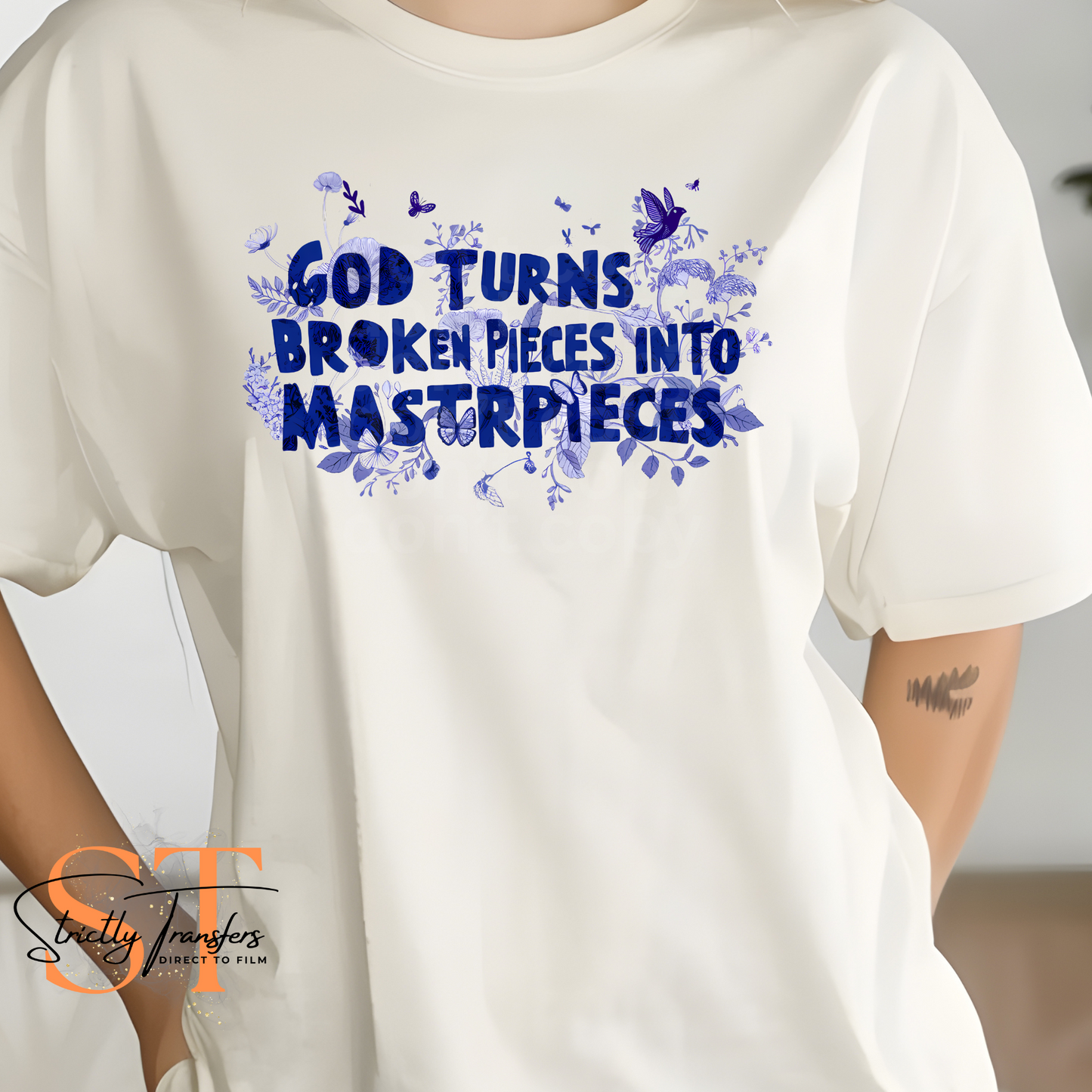 God turns Broken Pieces into Masterpieces Direct to Film Transfers