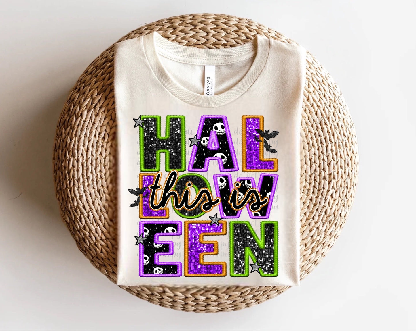 This is Halloween Faux Glitter Direct to Film Transfer