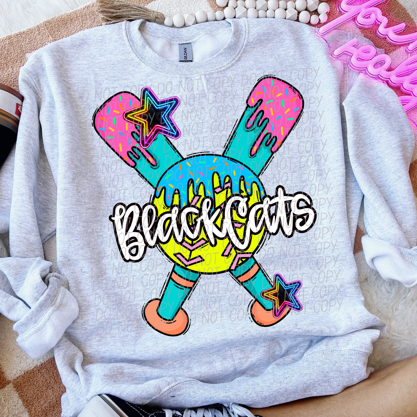 BlackCats Softball Drip Direct to Film Transfers