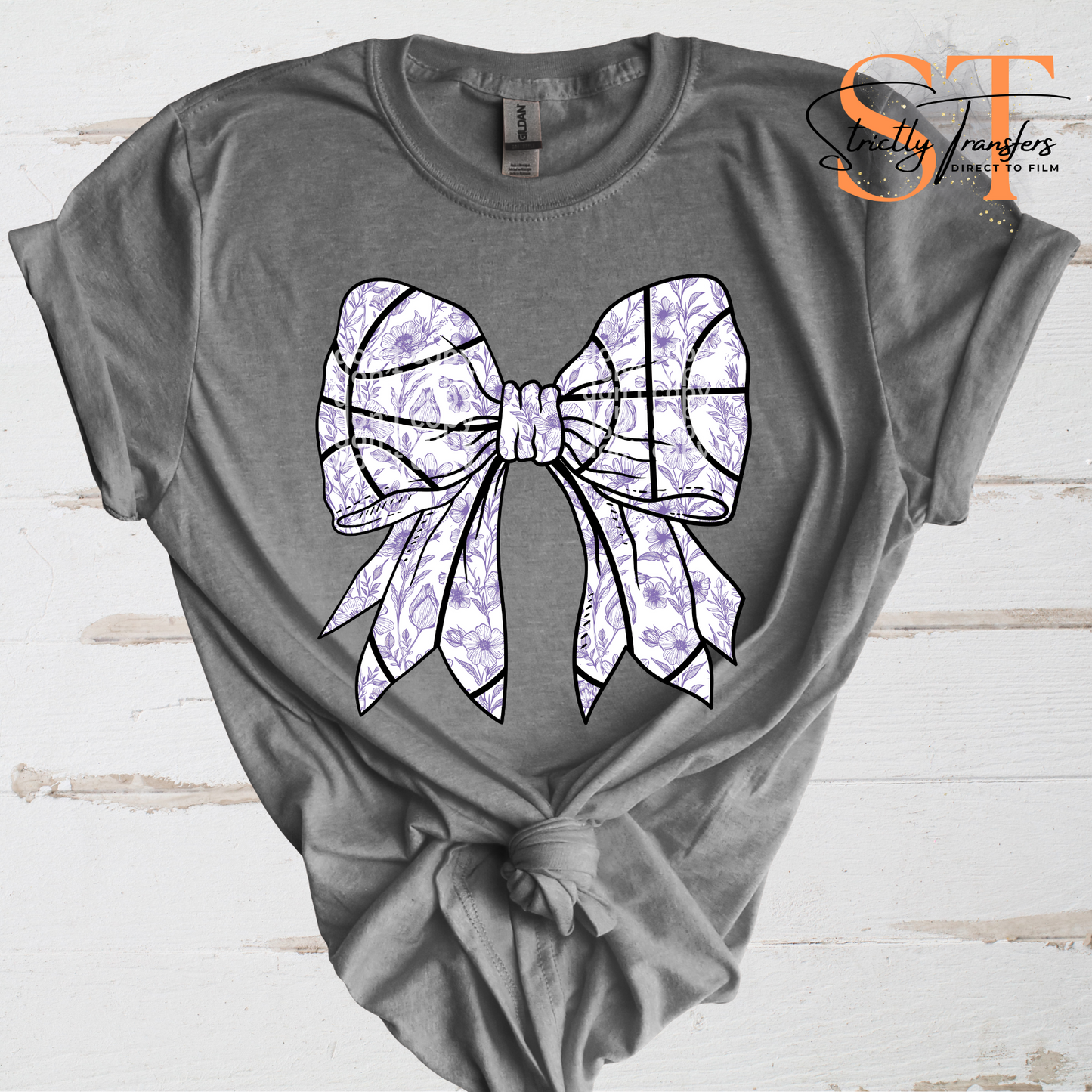 Basketball Floral Bow - Multiple Color options Direct to Film Transfers