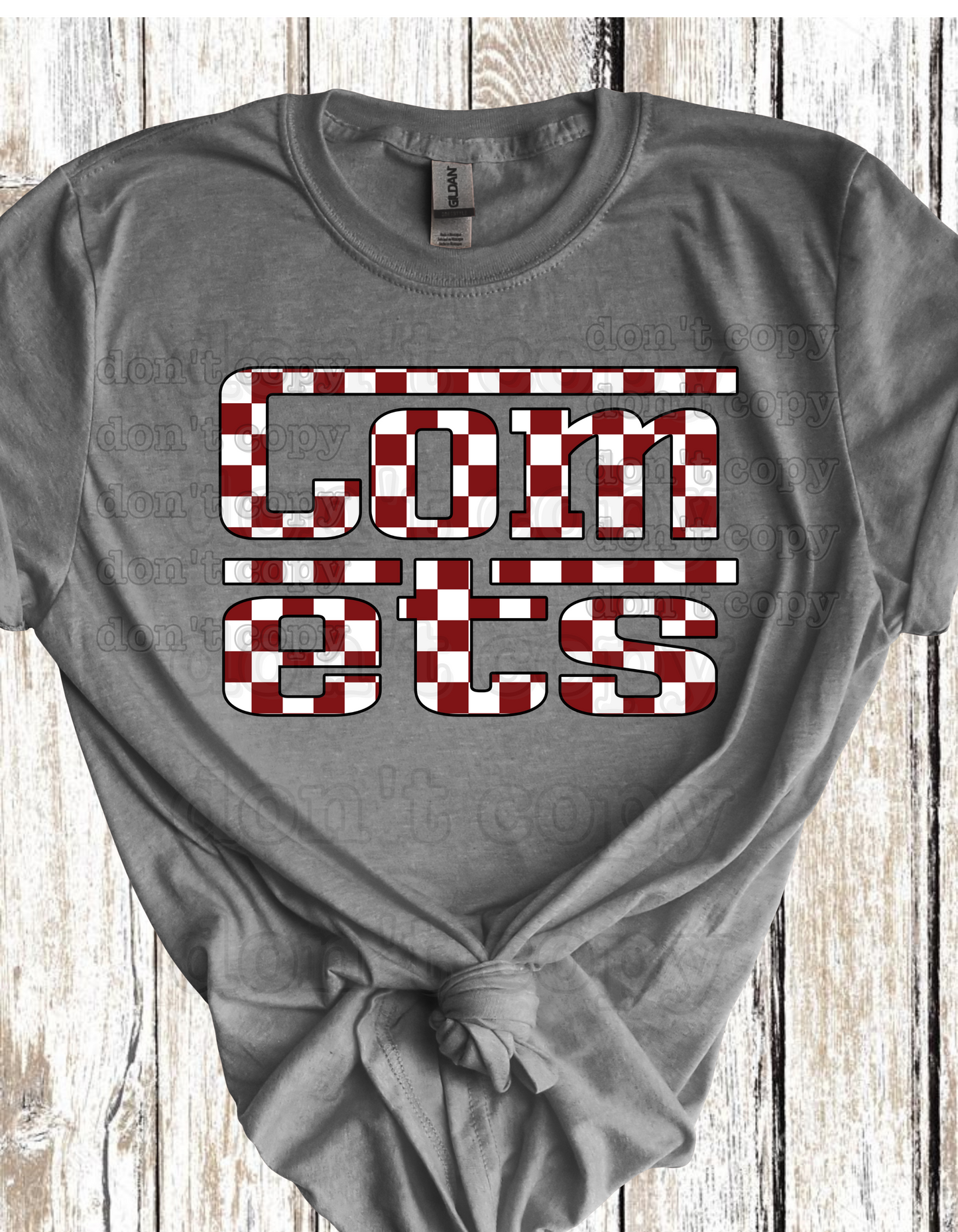 Comets Racing Checkered Mascot Direct to Film Transfer *Custom Color*