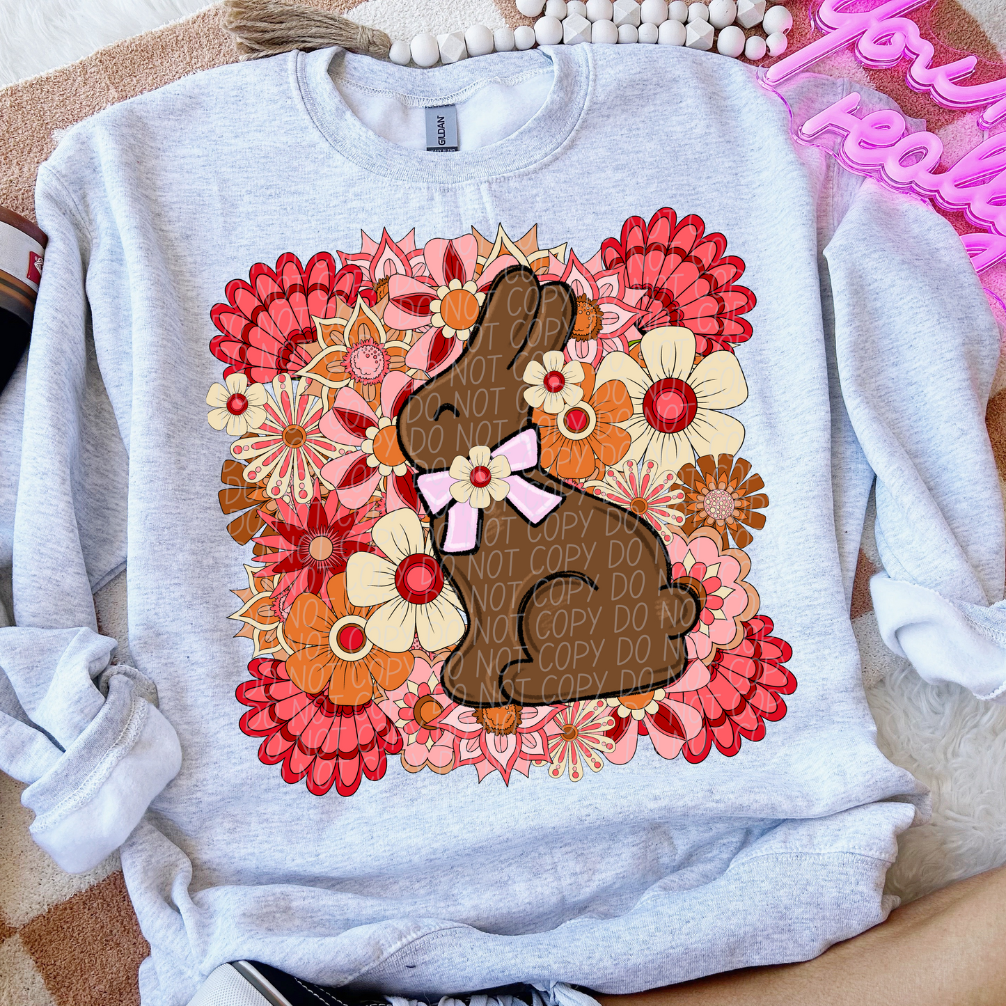Floral Chocolate Bunny Direct to Film Transfers