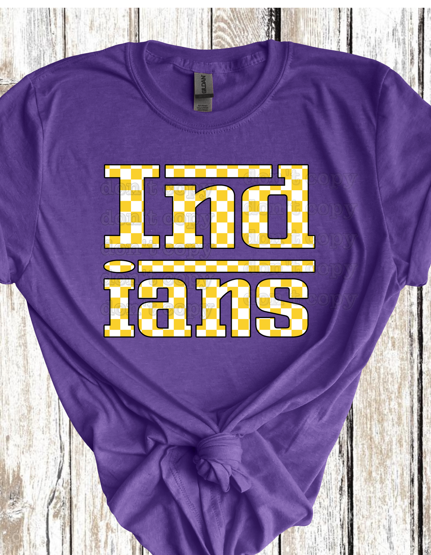 Indians Retro Racing Checkered Mascot Direct to Film Transfer *Custom Color*