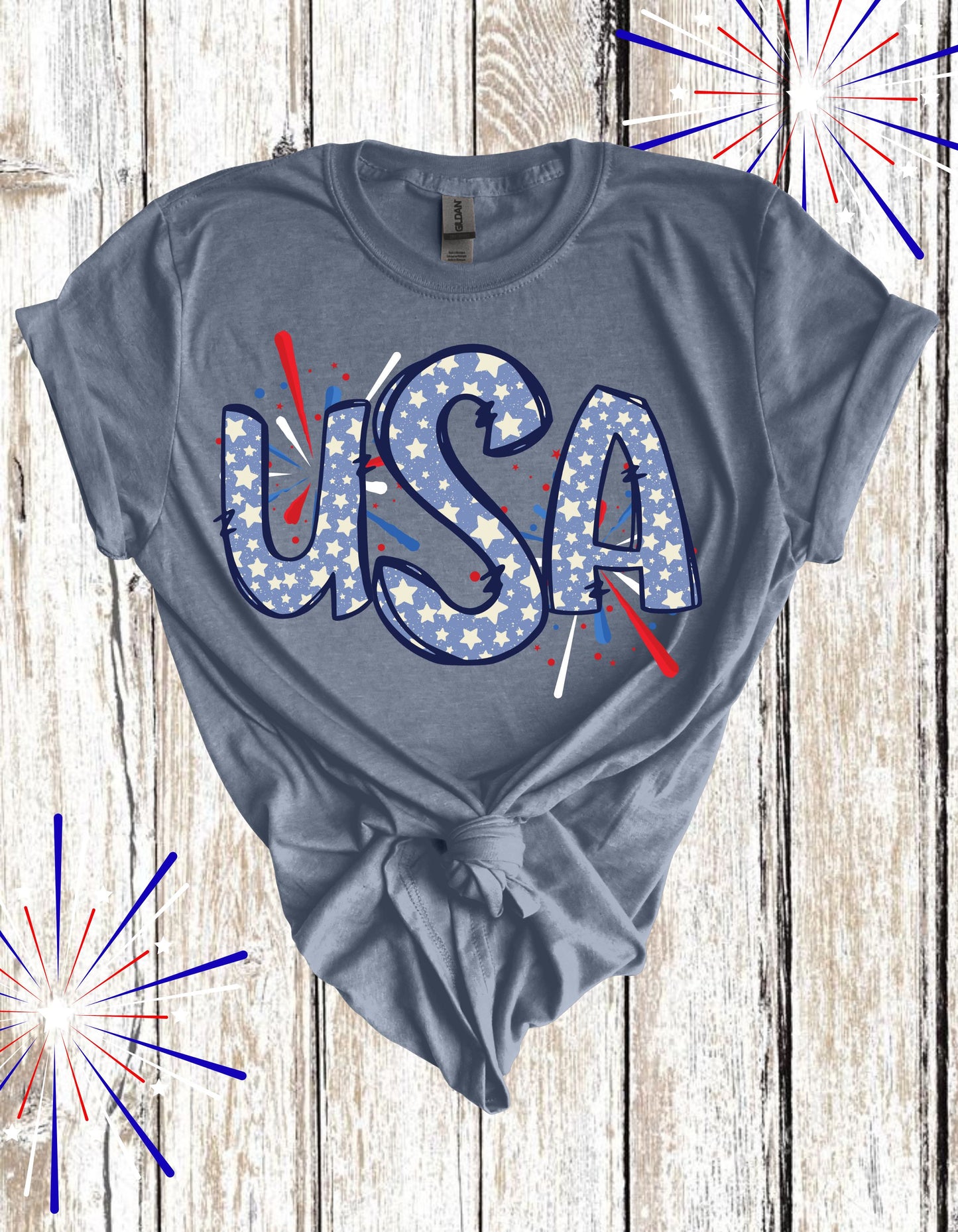 USA Stars Blue/White Direct to Film Transfer