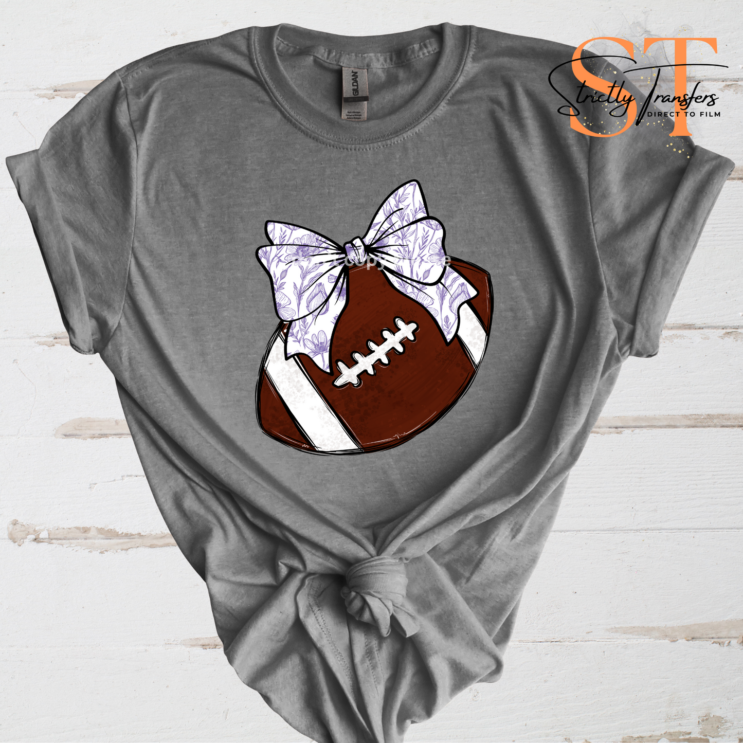 Football Floral Bow - Multiple Color options Direct to Film Transfers