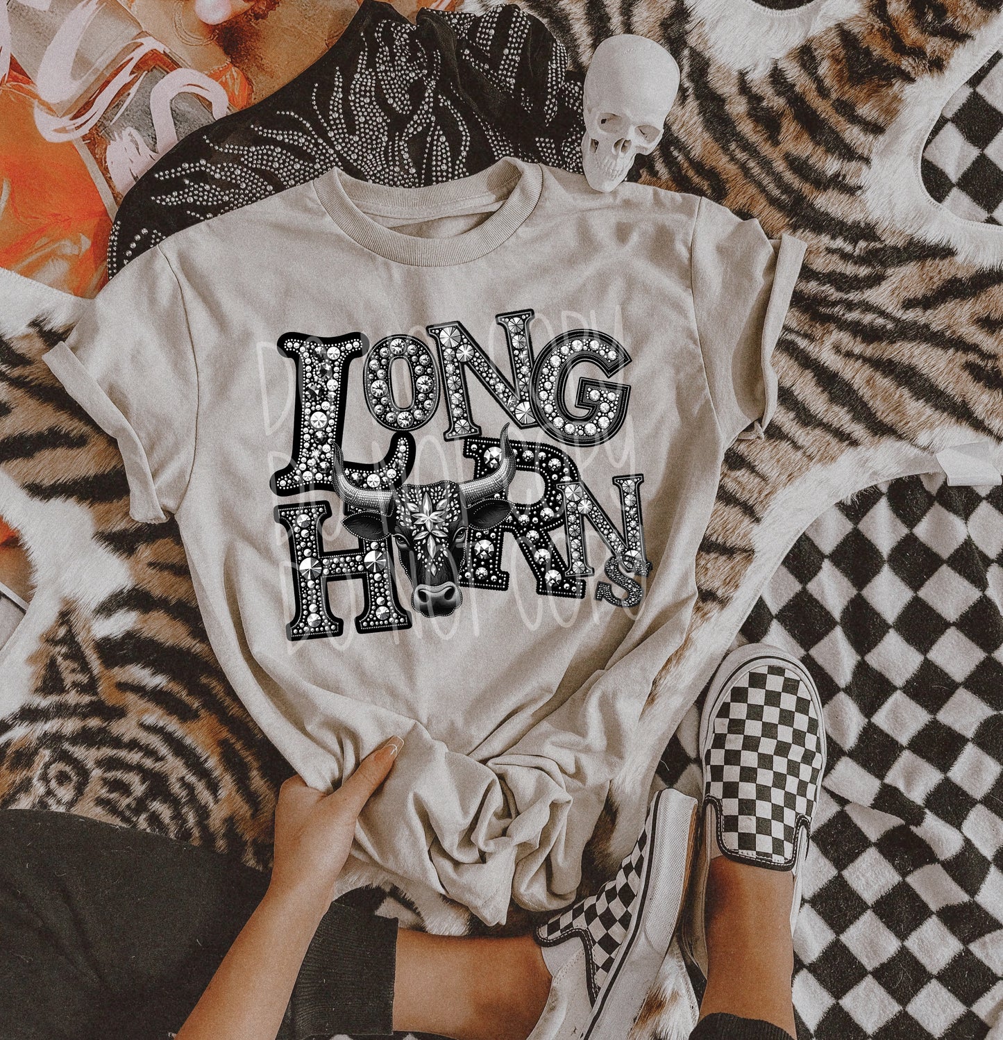 Longhorns Faux Rhinestone Direct to Film Transfer