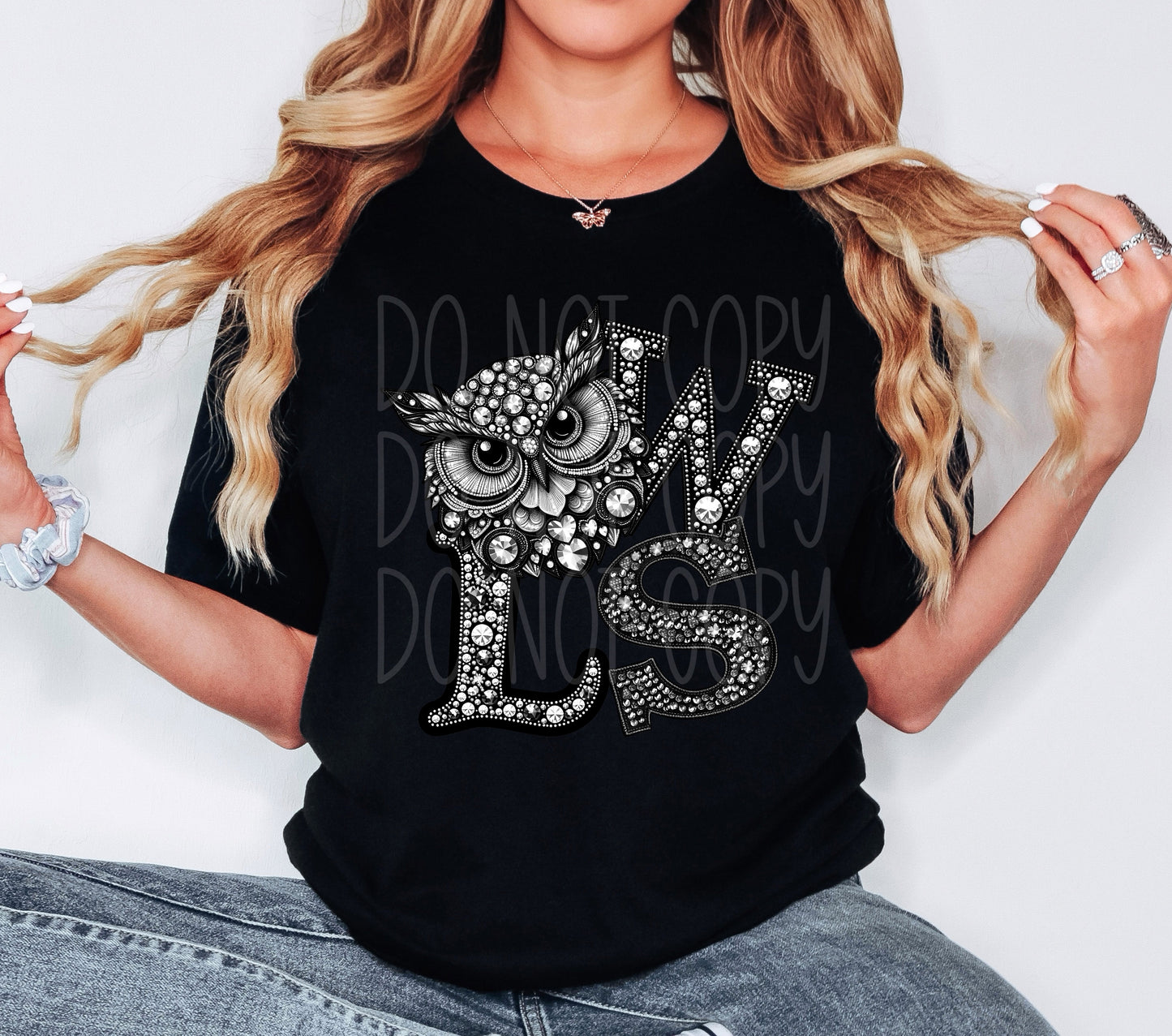 Owls Faux Rhinestone Direct to Film Transfer