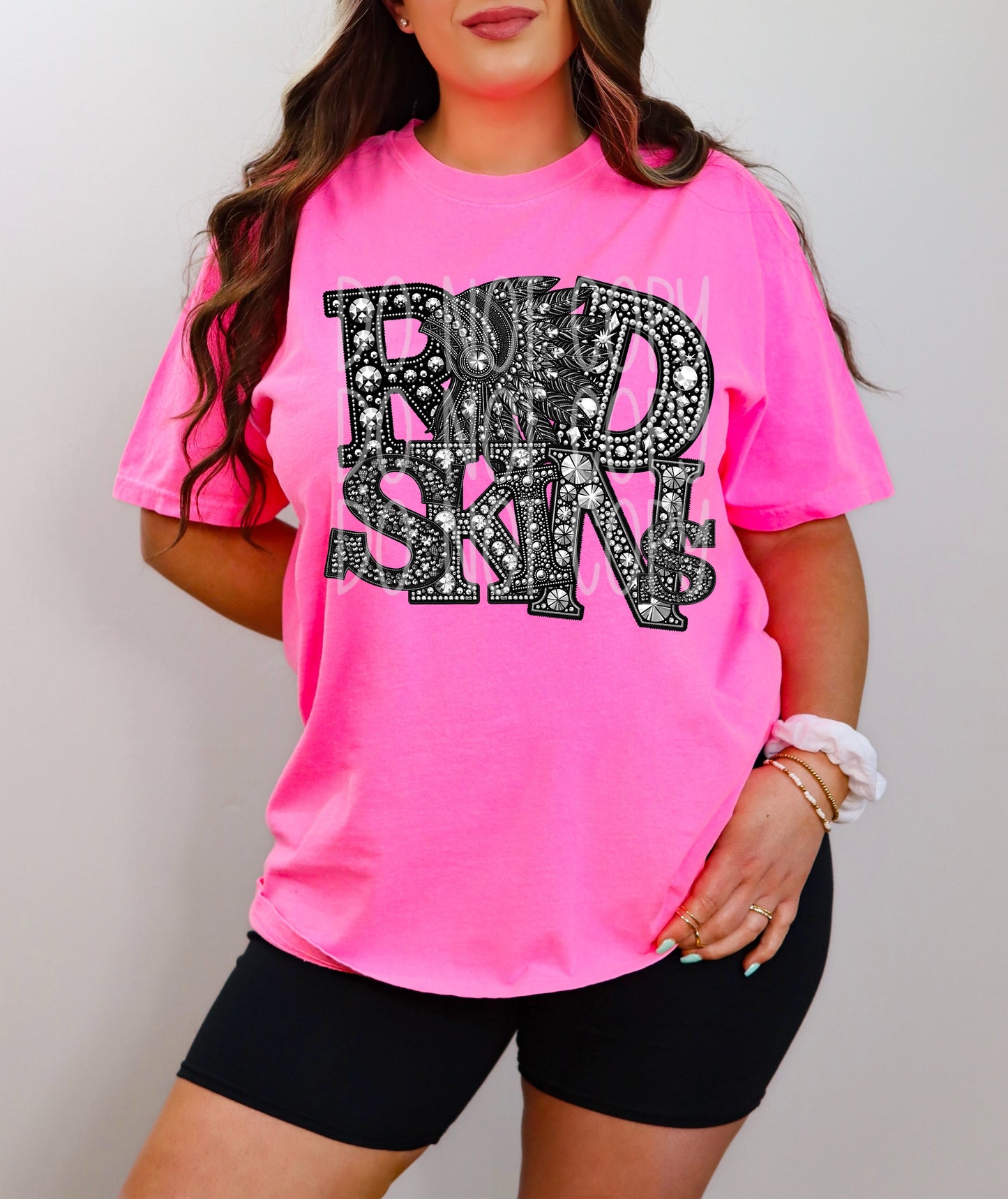 Red Skins Faux Rhinestone Direct to Film Transfer