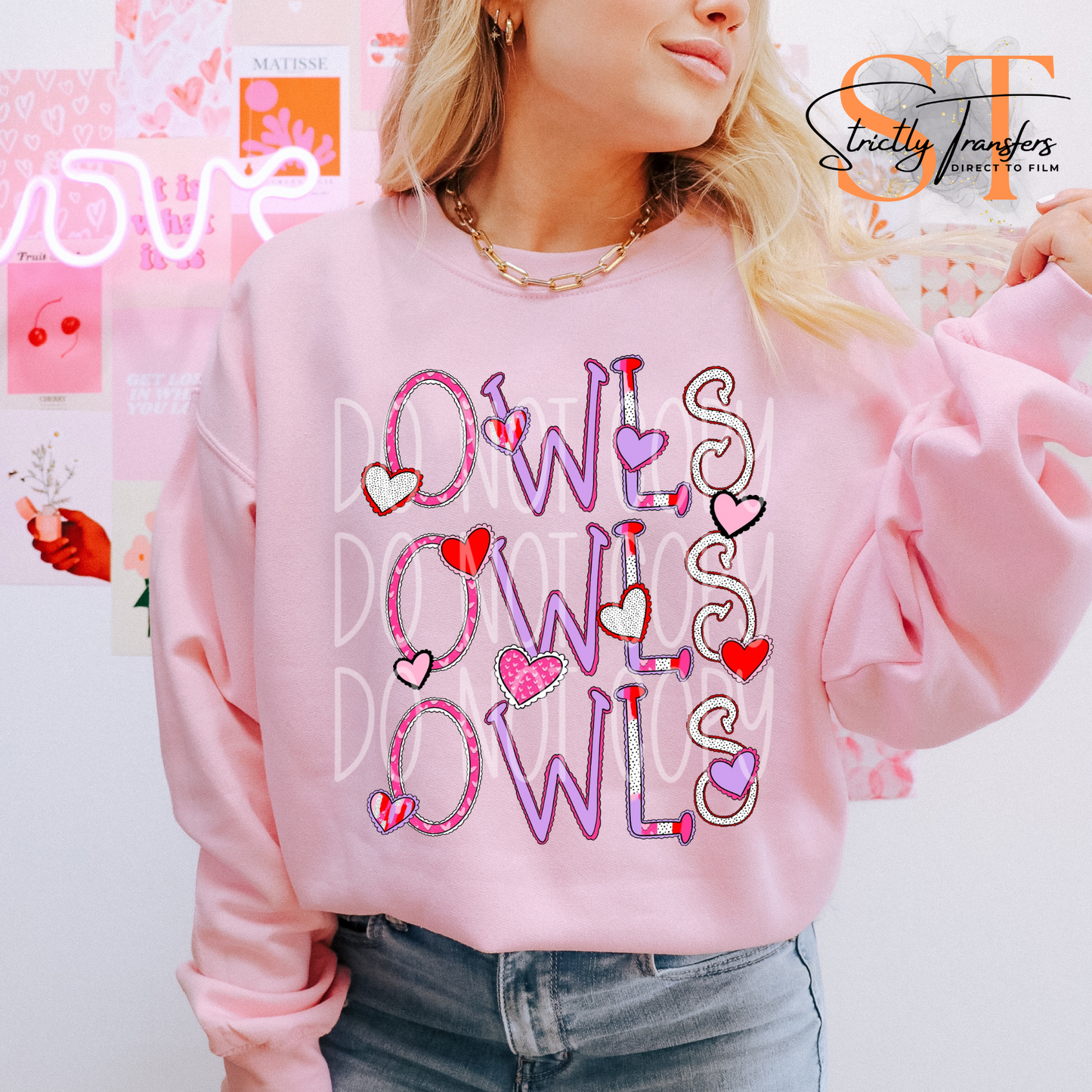 Owls Valentine Direct to Film Transfers