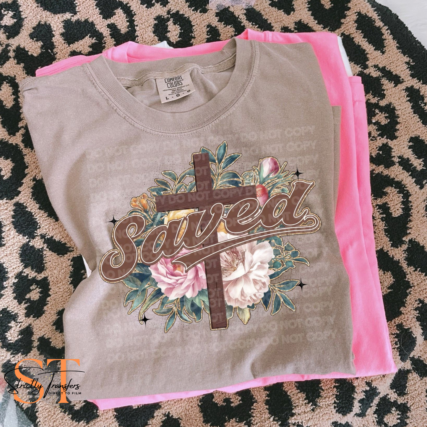 Saved Floral Cross Direct to Film Transfers