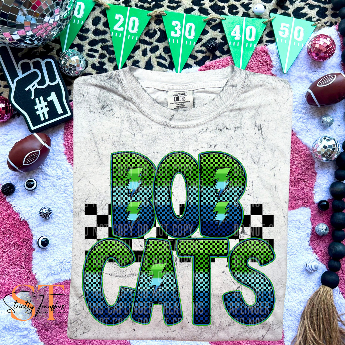 Electric Checks Bobcats Direct to Film Transfers