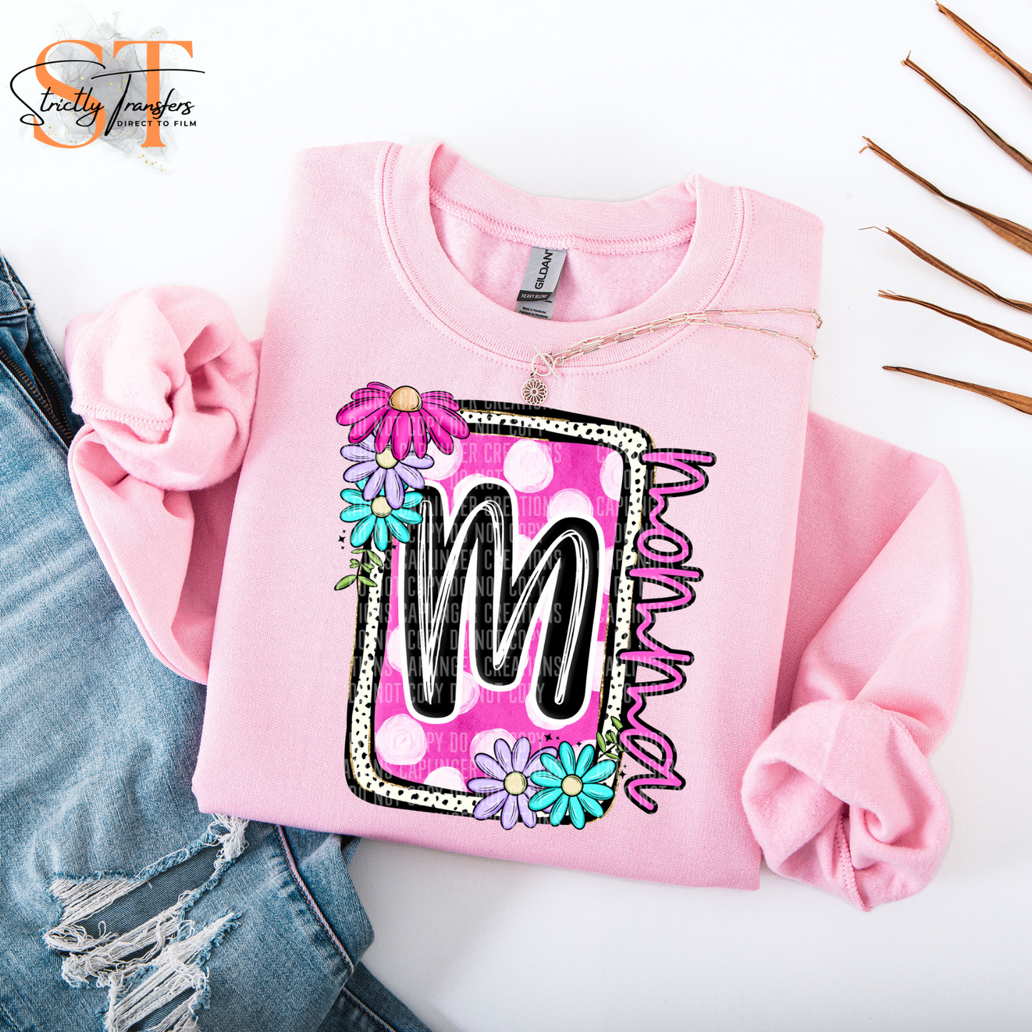 Momma Floral Blooms Direct to Film Transfers