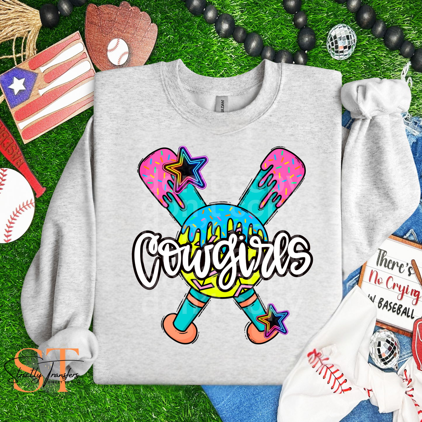 Cowgirls Softball Drip Direct to Film Transfers