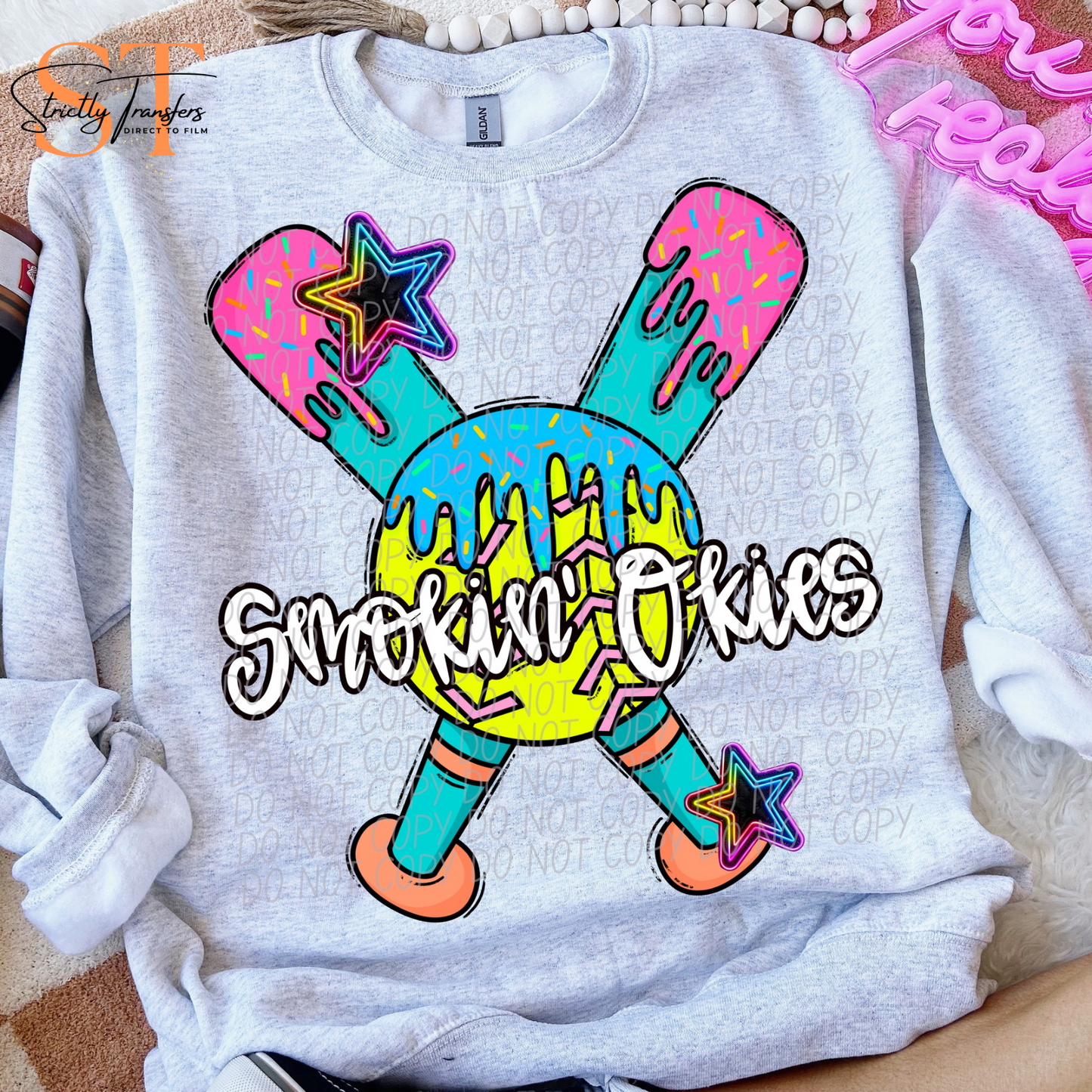 Smokin' Okies Softball Drip Direct to Film Transfers