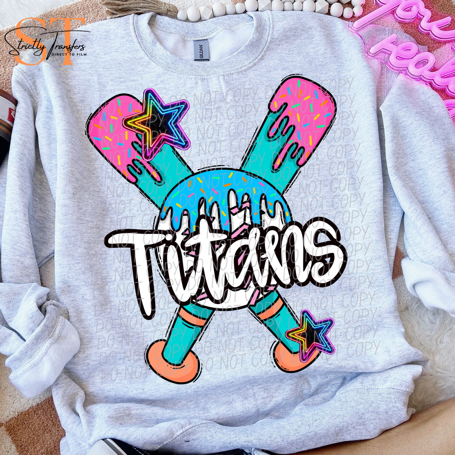 Titans Baseball Drip Direct to Film Transfers