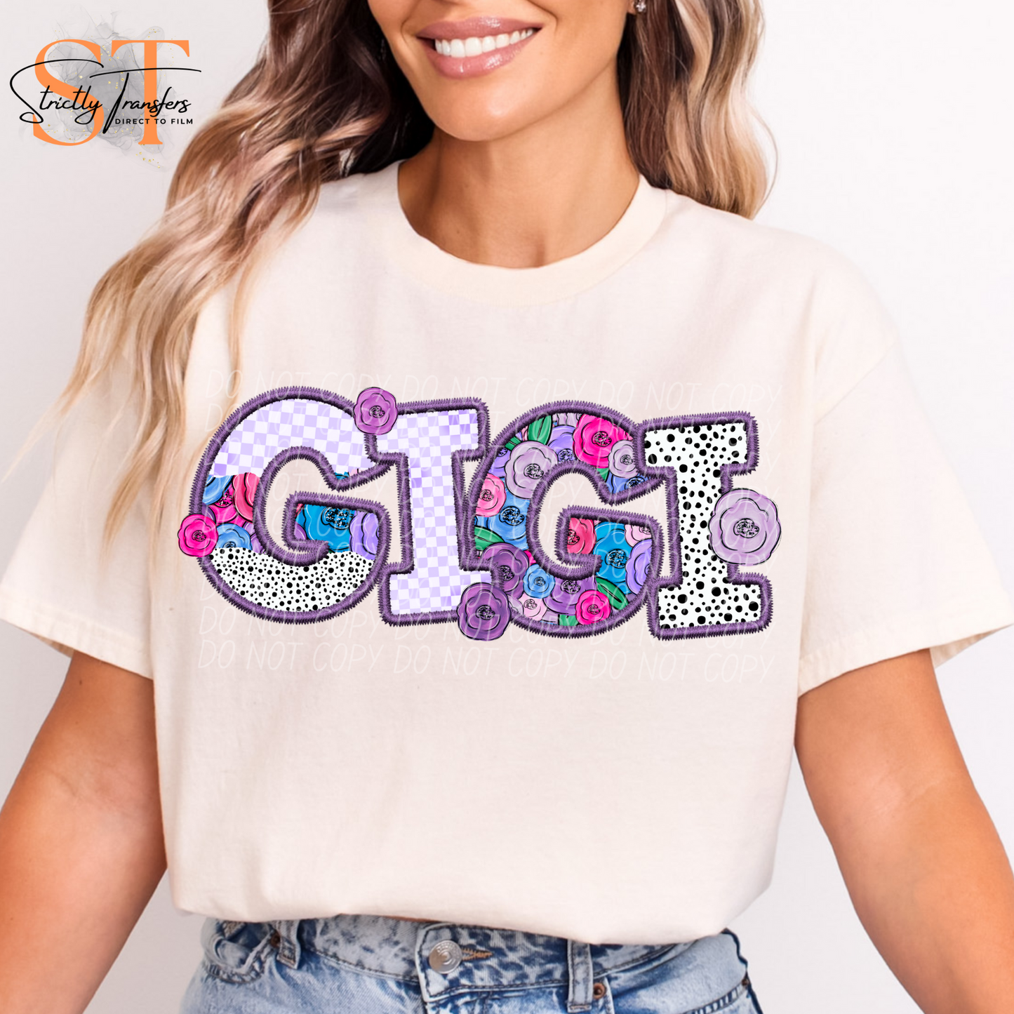 Gigi Purple Floral Direct to Film Transfers