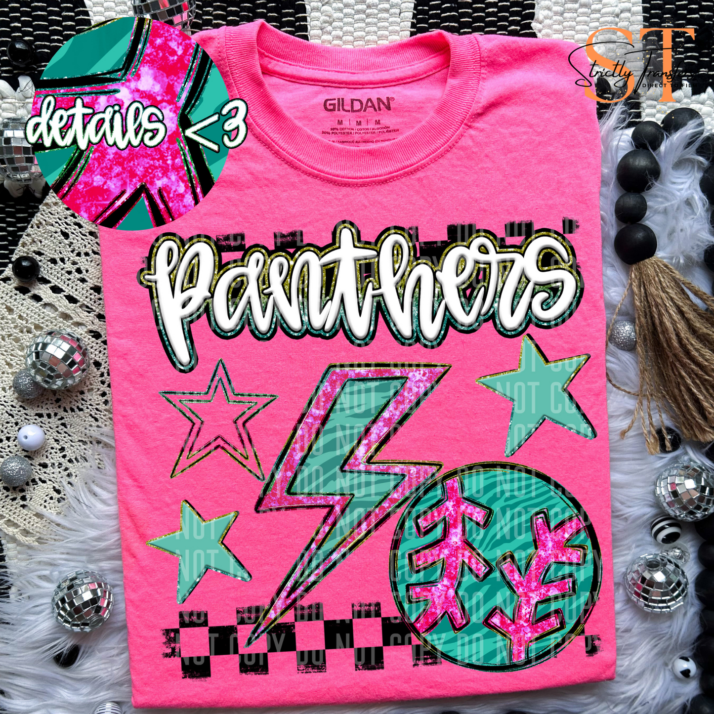 Rainbow Bolts BB/SB Panthers Direct to Film Transfers