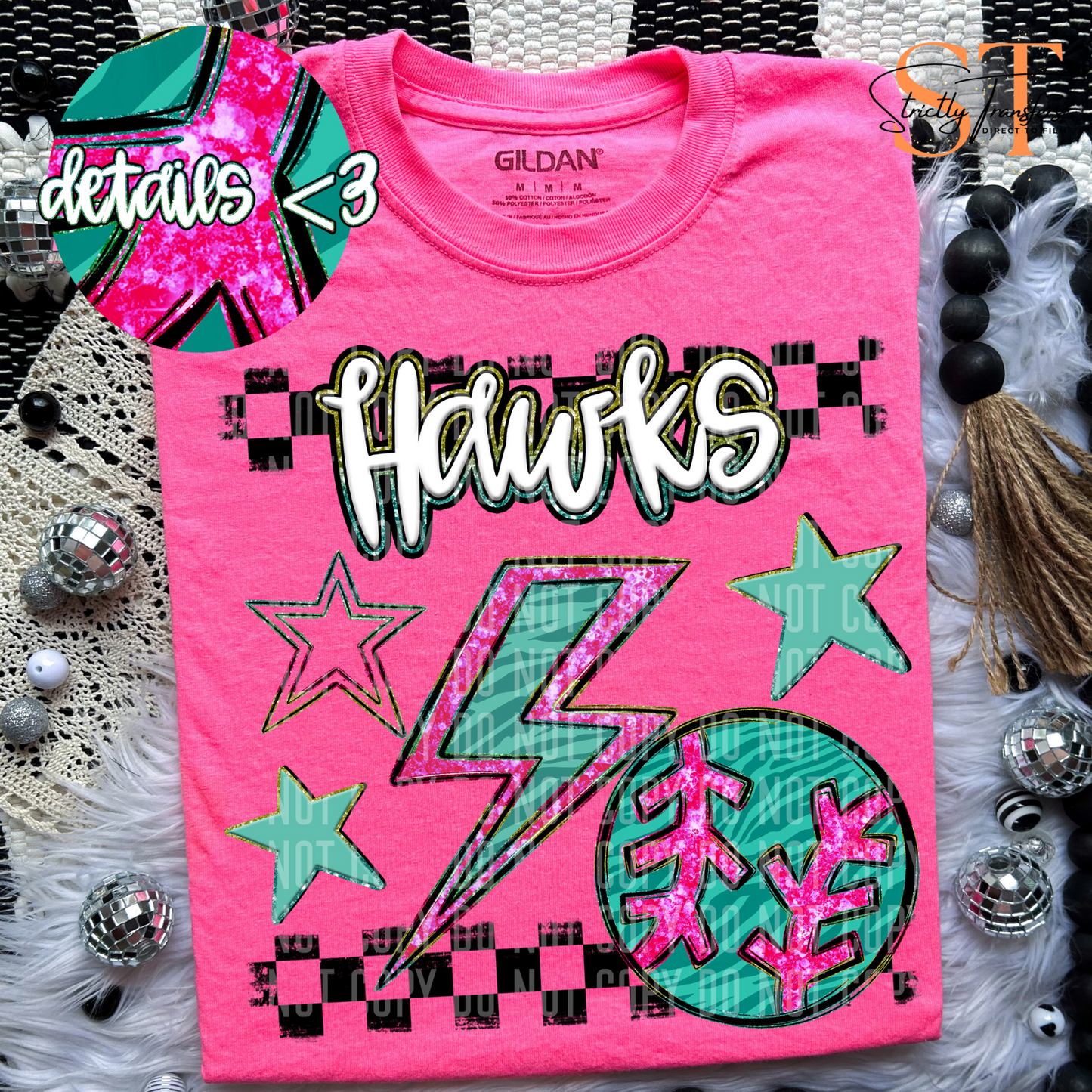 Rainbow Bolts BB/SB Hawks Direct to Film Transfers