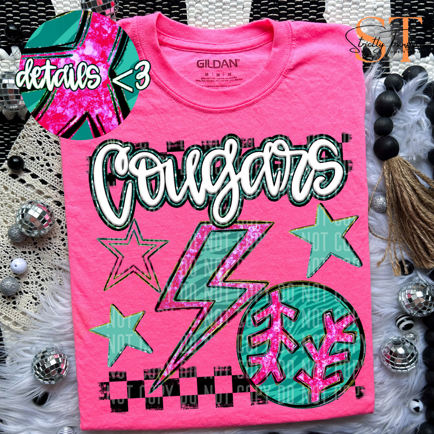 Rainbow Bolts BB/SB Cougars Direct to Film Transfers