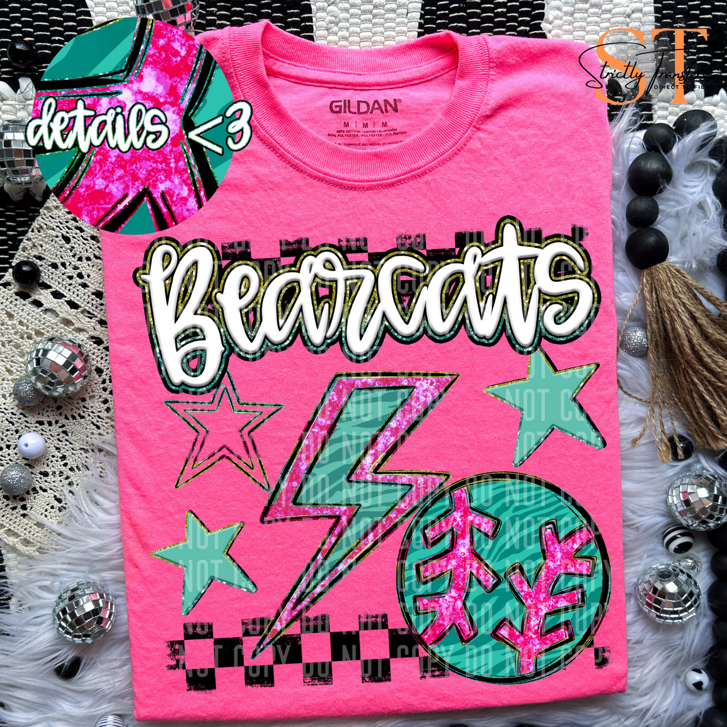 Rainbow Bolts BB/SB Bearcats Direct to Film Transfers