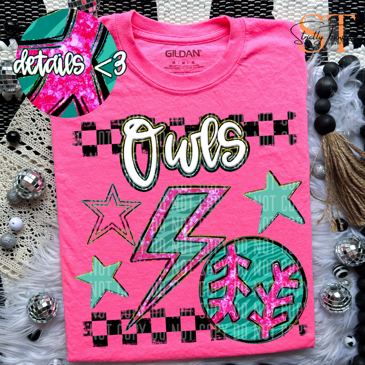 Rainbow Bolts BB/SB Owls Direct to Film Transfers