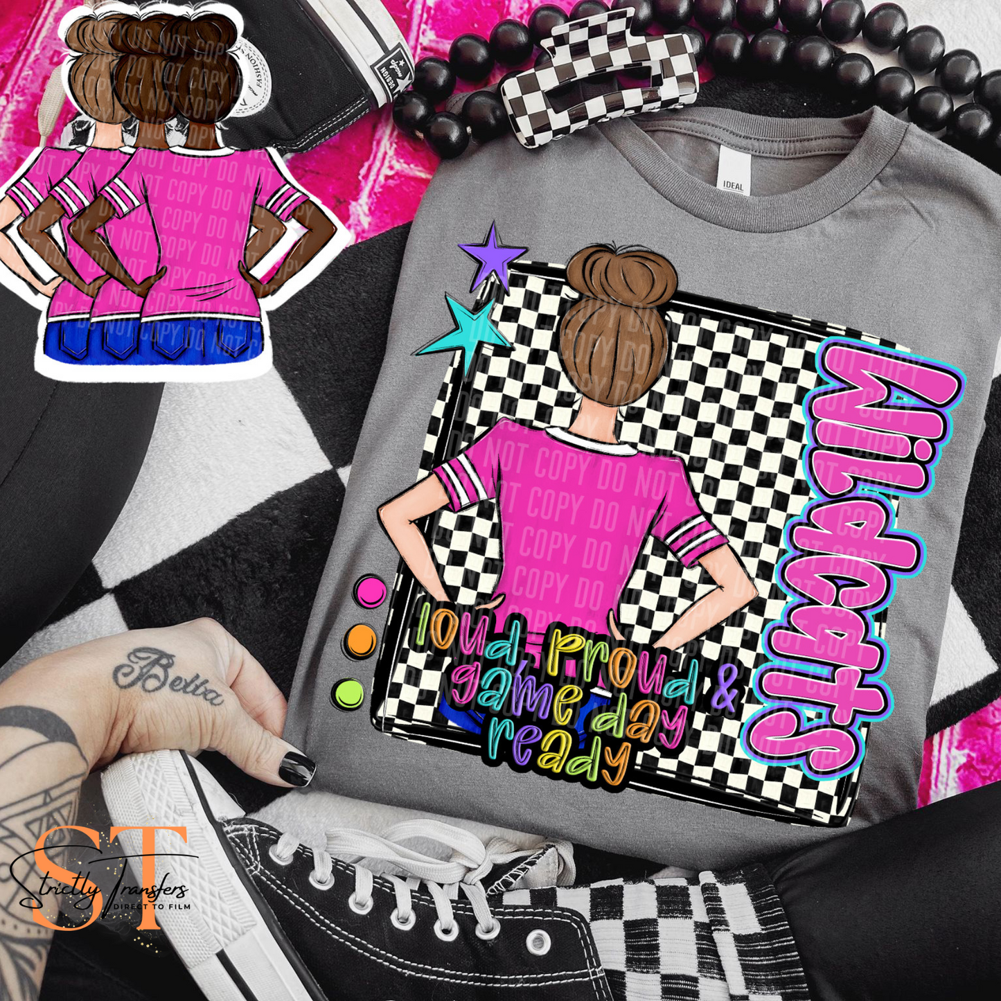 Loud & Proud Wildcats - 3 hair options Direct to Film Transfers