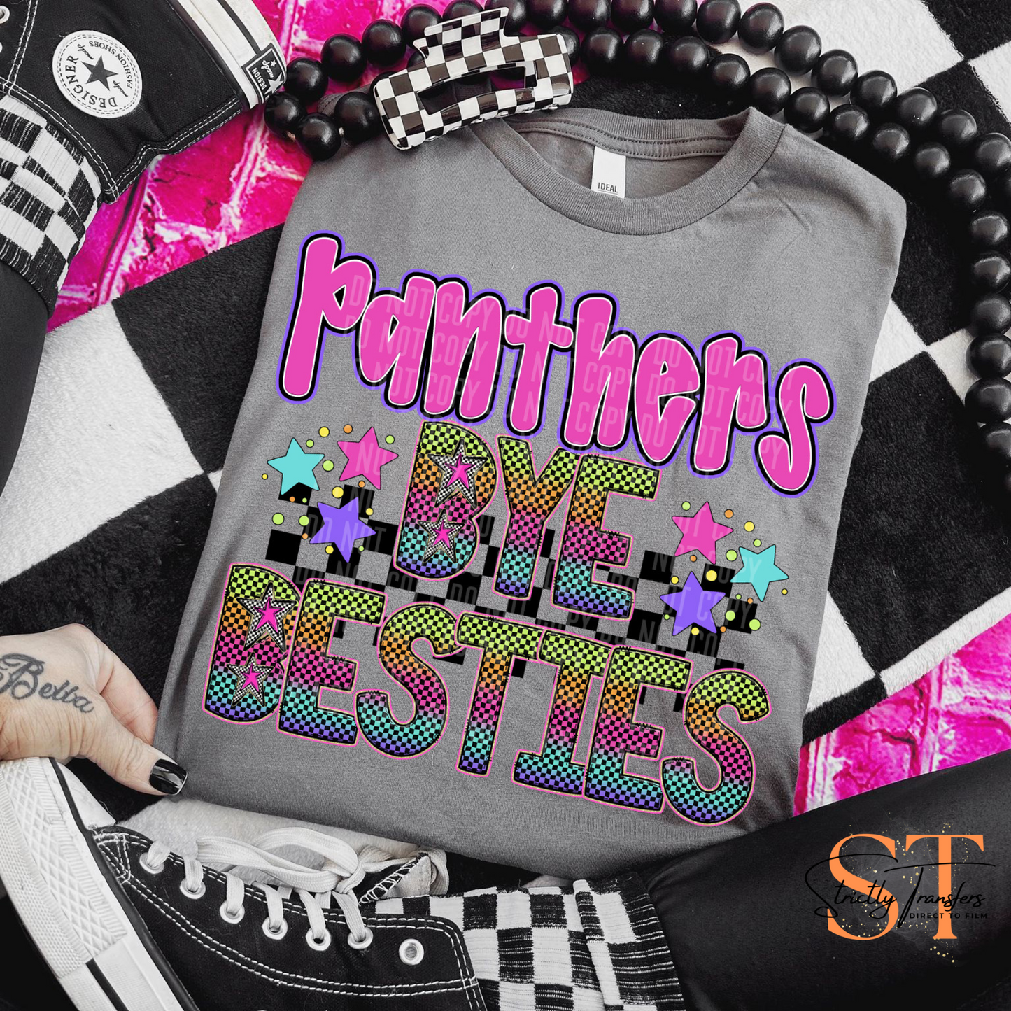 Bye Besties Panthers Direct to Film Transfers