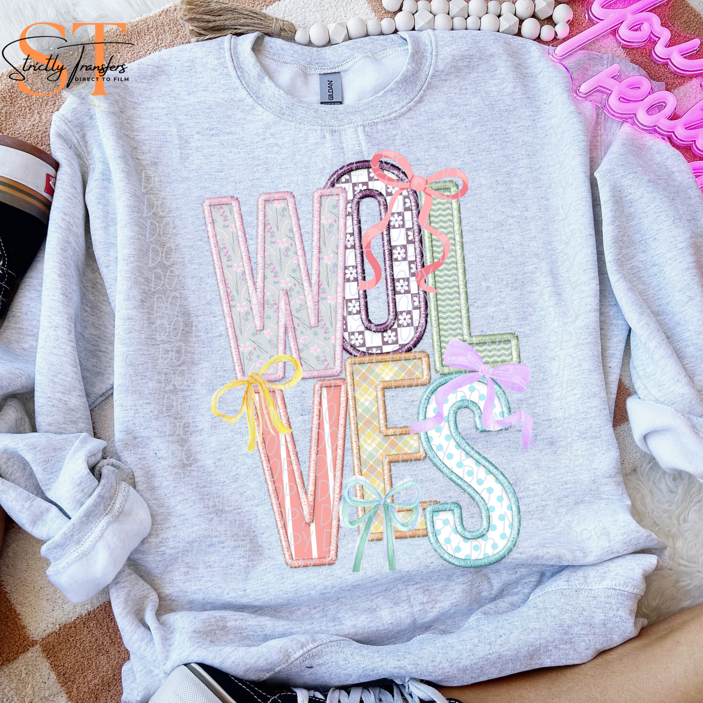 Spring Bows Wolves Direct to Film Transfers