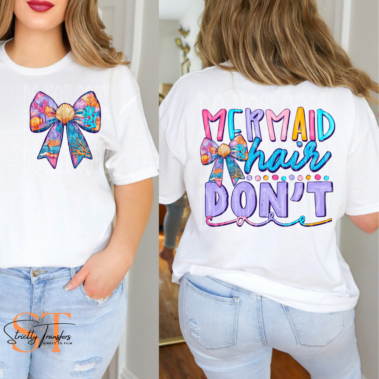 Mermaid Hair Don't Care - pocket design included Direct to Film Transfers